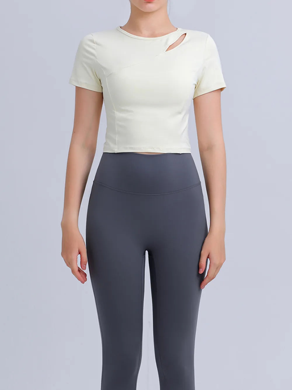 Round Neck Short Sleeve Active Top