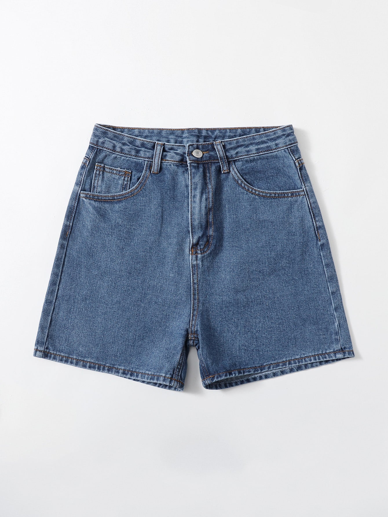 Button-Front Pocket Denim Shorts, Casual Wear