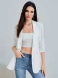 BIZwear Shawl Collar Gathered Sleeve Flap Detail Blazer Workwear