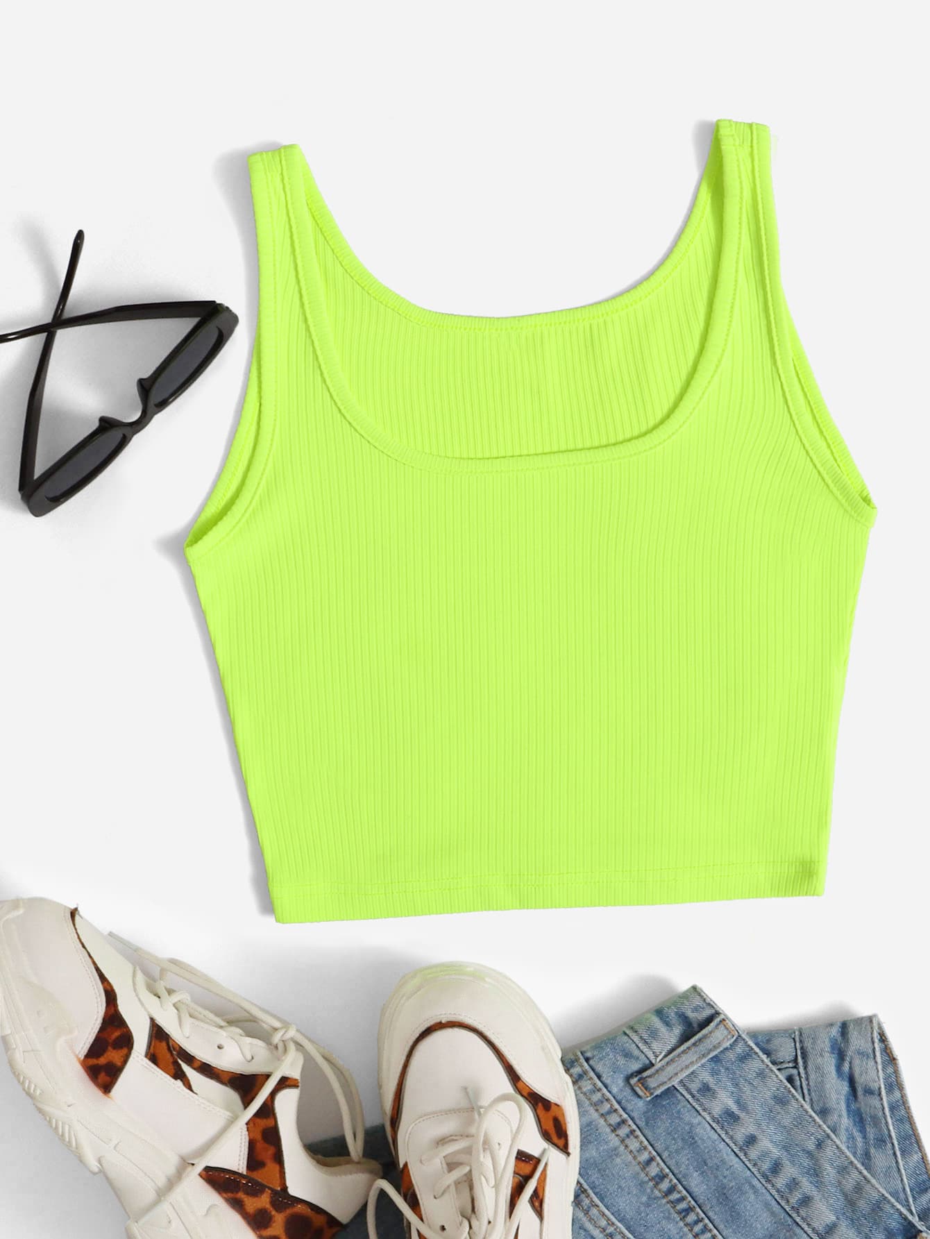 Rib-knit Crop Tank Top
