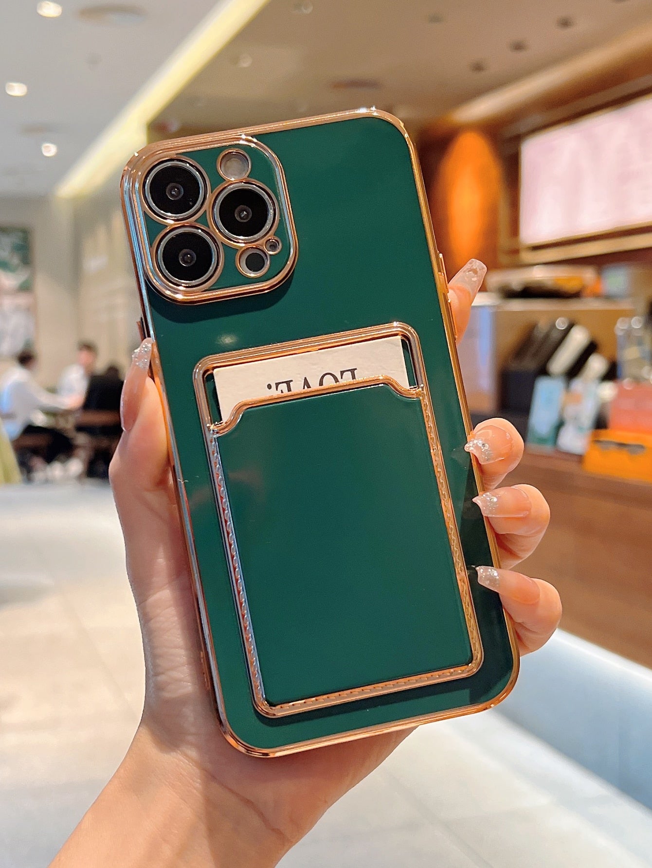 Contrast Frame Phone Case With Card Slot