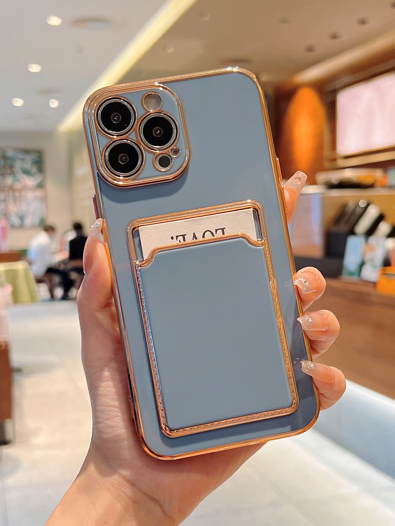 Contrast Frame Phone Case With Card Slot