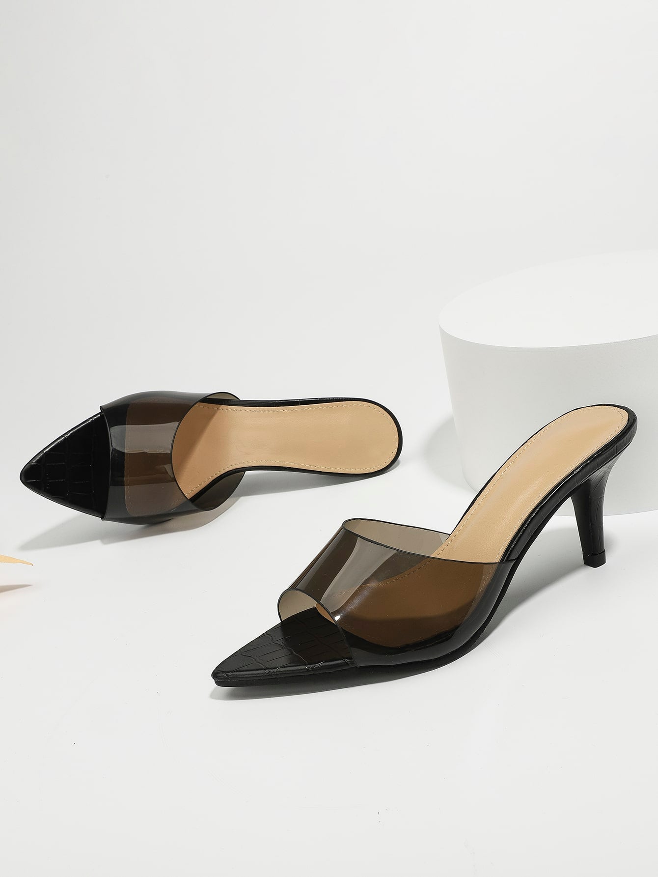 Women's Leopard High-Heeled Pointed Toe Slides, New Fashion Summer Party Sandals