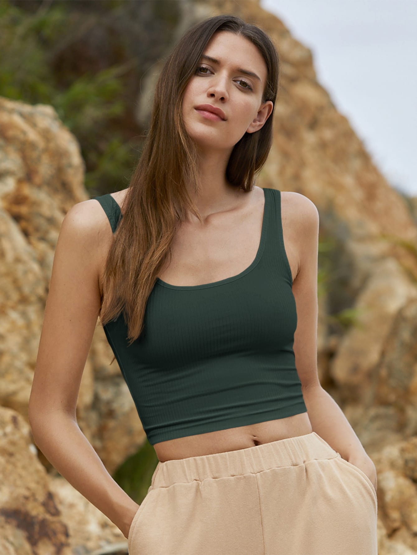 Rib-knit Crop Tank Top