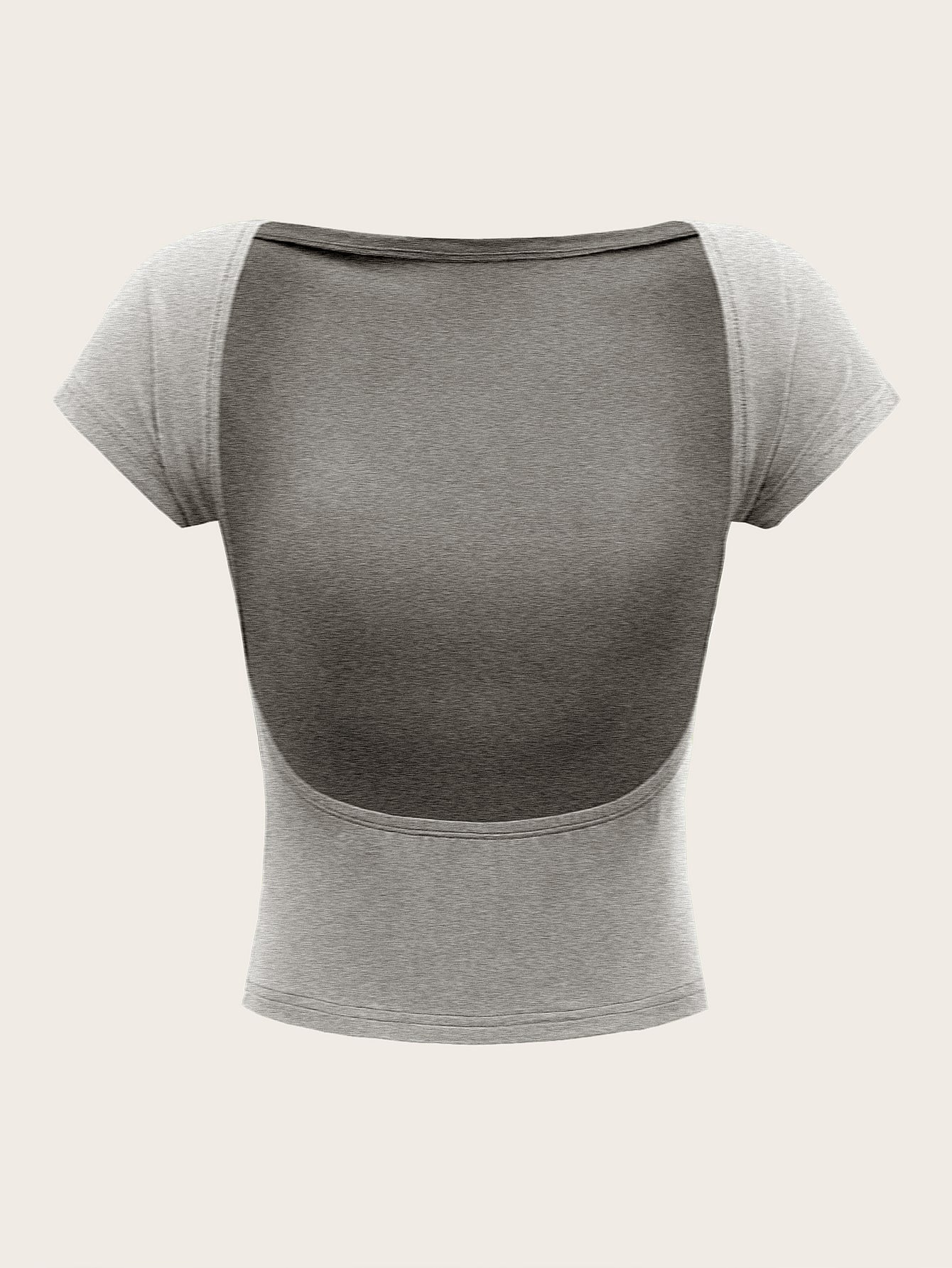 Backless Batwing Sleeve Solid Tee