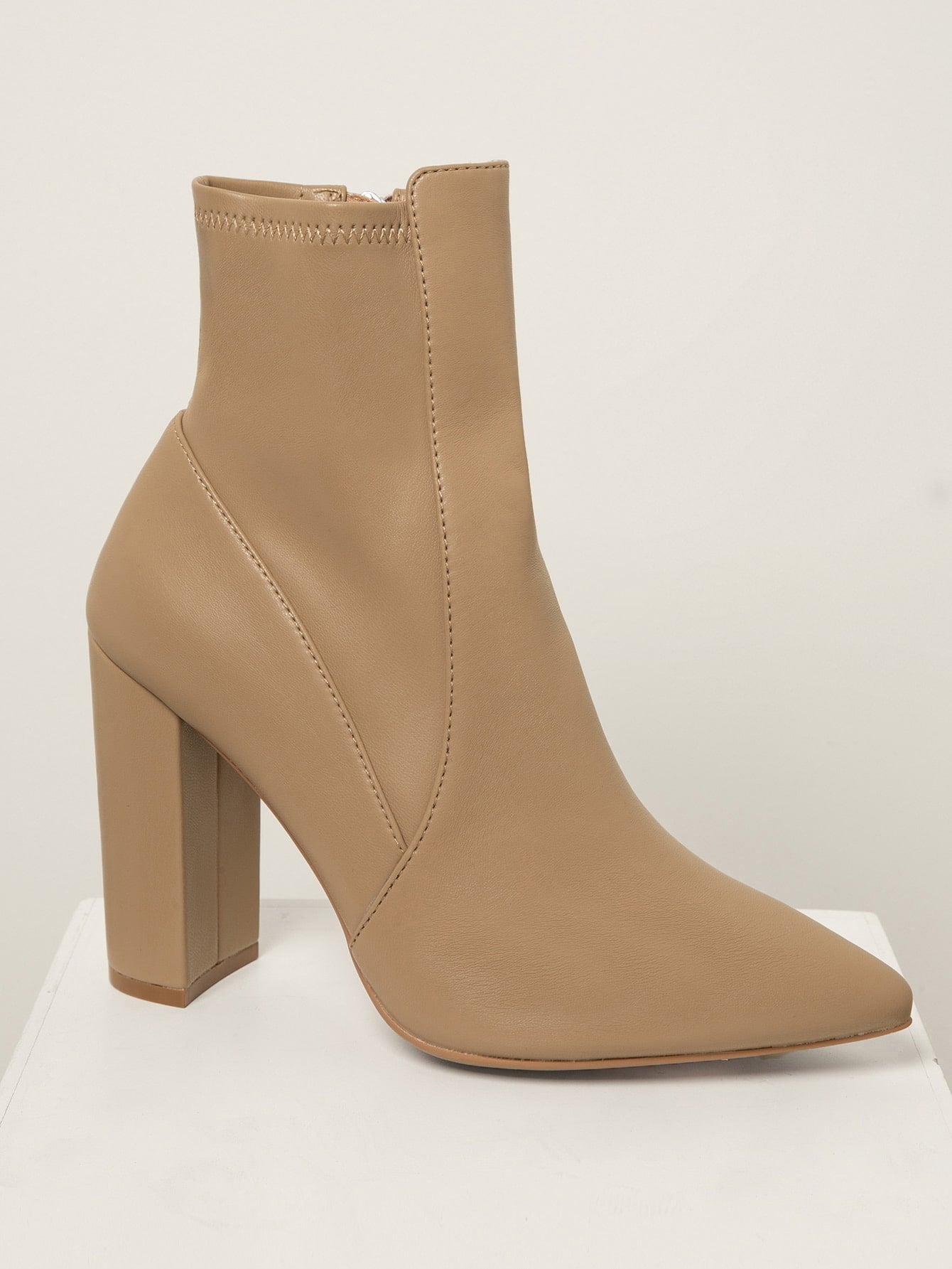 Closed Toe Side Zipper Block Heel Booties