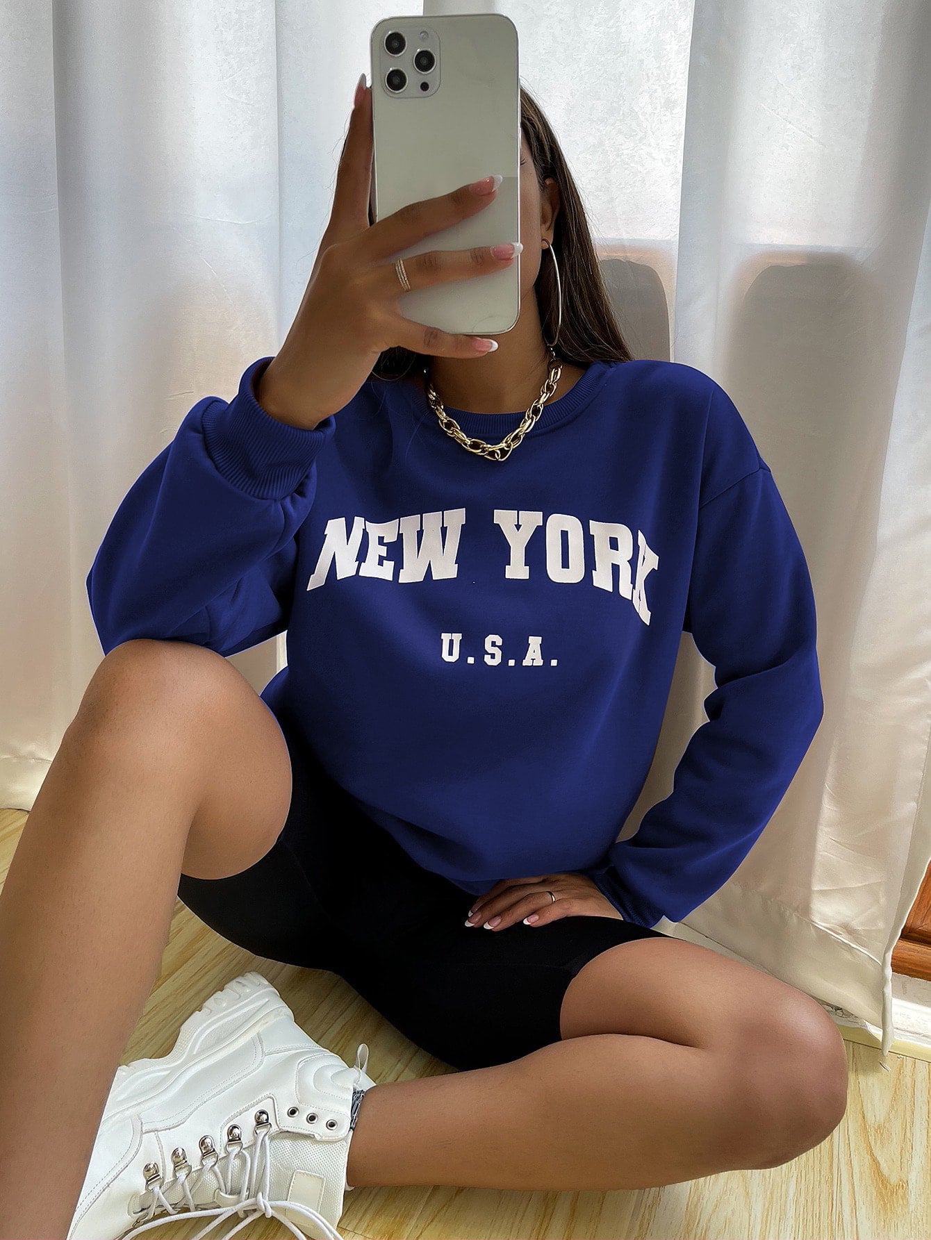 Crew Neck Long Sleeve Letter Graphic Sweatshirt, Casual Everyday Wear