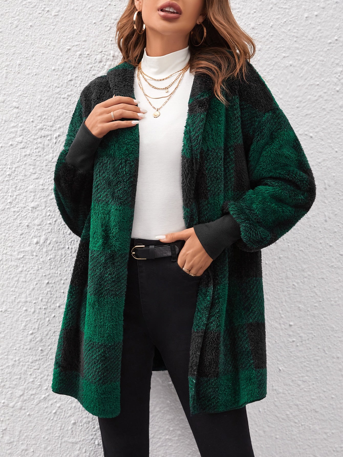 Buffalo Plaid Hooded Teddy Coat