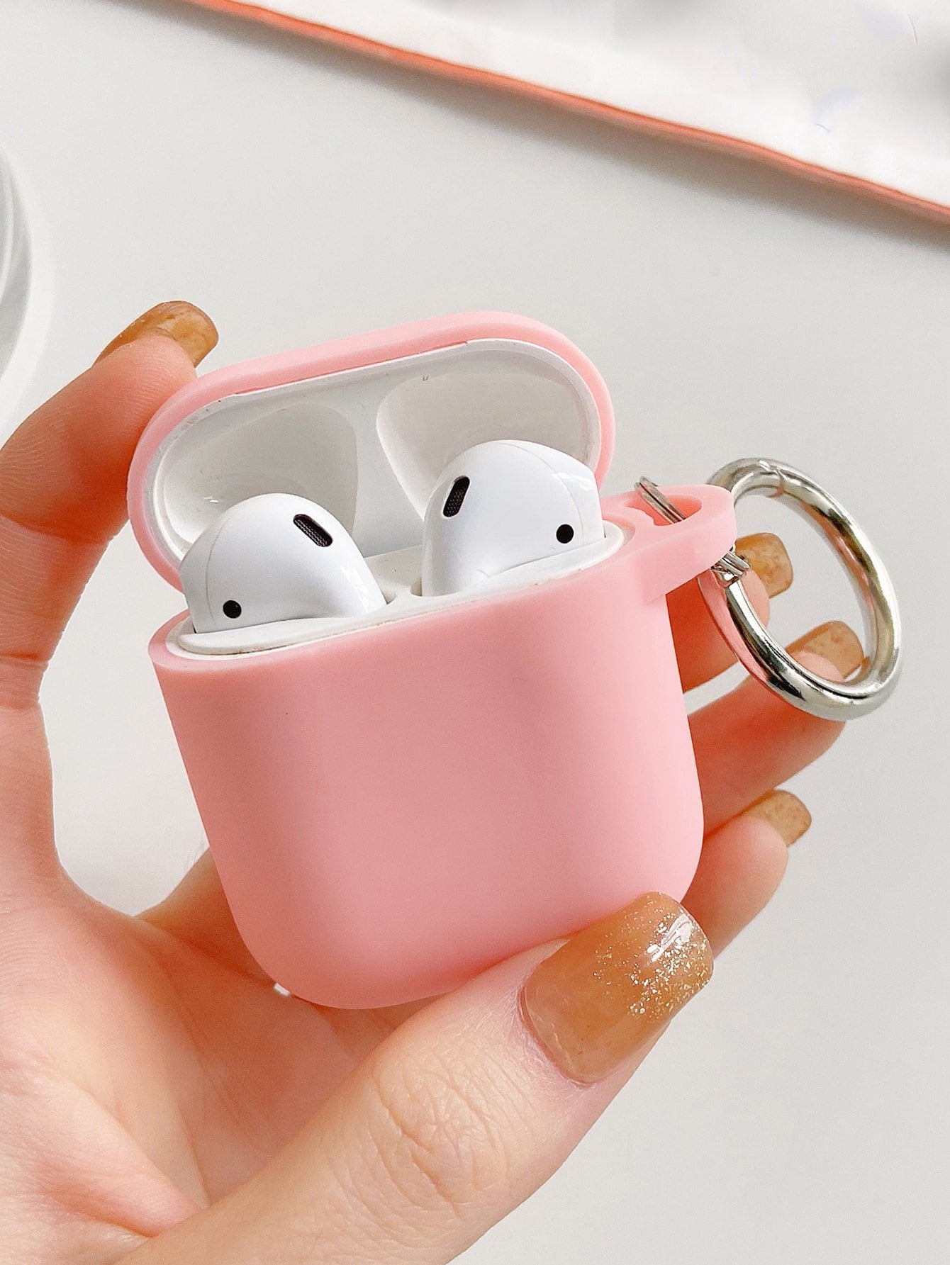 Pink Plain Silicone Case Compatible With Airpods For AirPods1/2 AirPods Pro