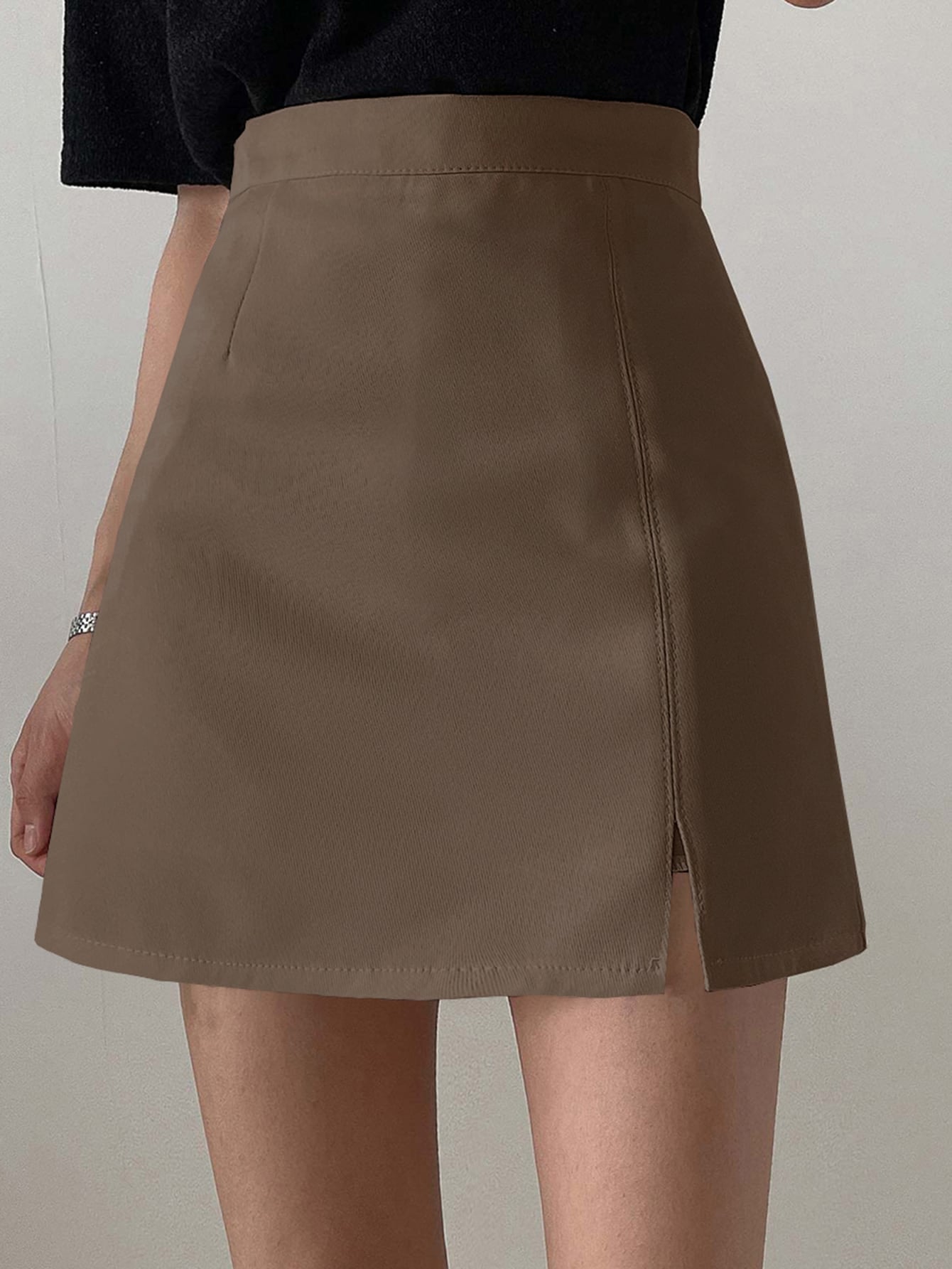 High Waist Split Hem Skirt