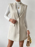 Shoulder Pads Single Breasted Vest Blazer Workwear