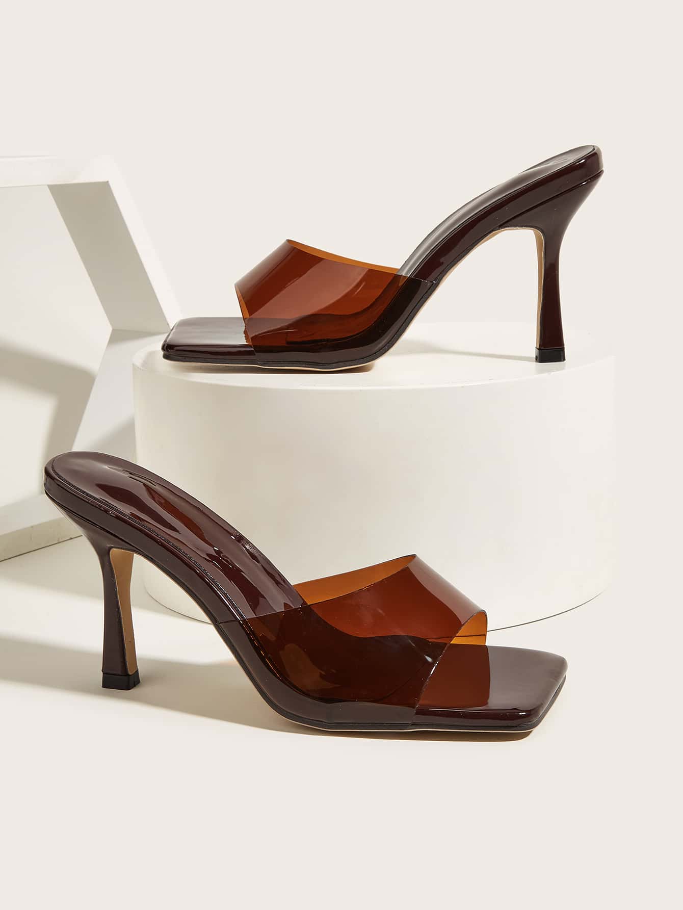 Coffee Brown Suede Fashionable Women's High Heeled Sandals