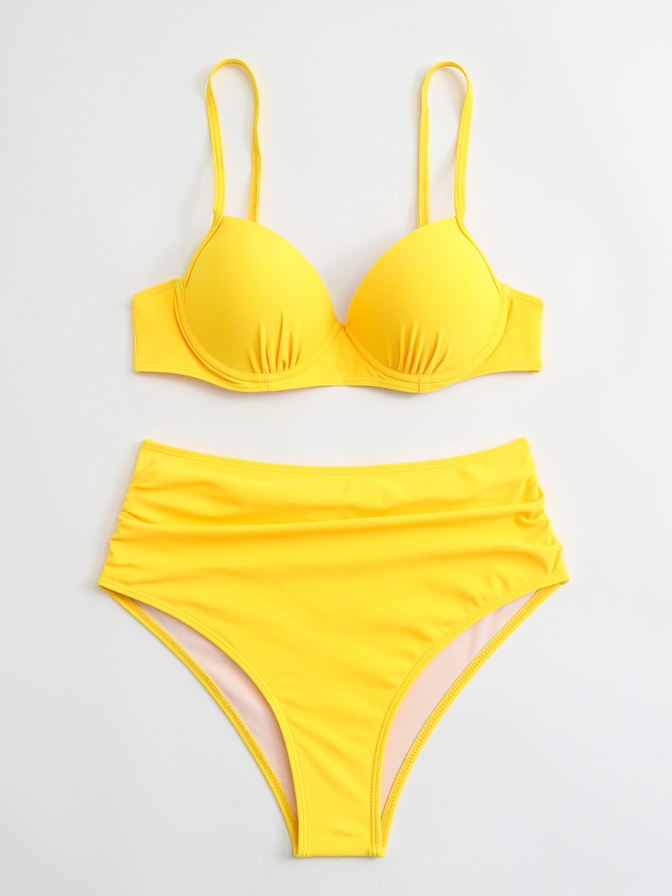 Swim Summer Beach Ruched Push Up High Waisted Neon Bikini