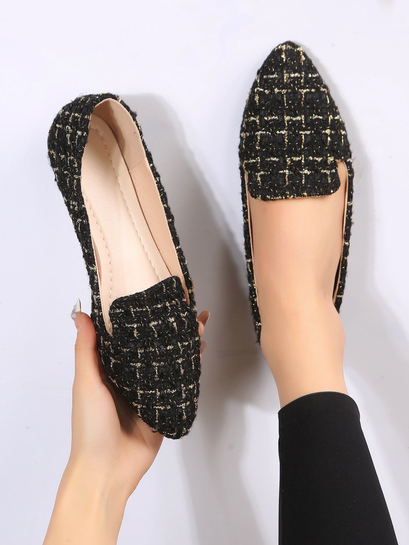 Plus Size Women's Shallow Mouth Pointed Toe Flat Shoes, Fall, Soft Bottom Daily Outdoor Work Shoes, Driving Shoes, Solid Color