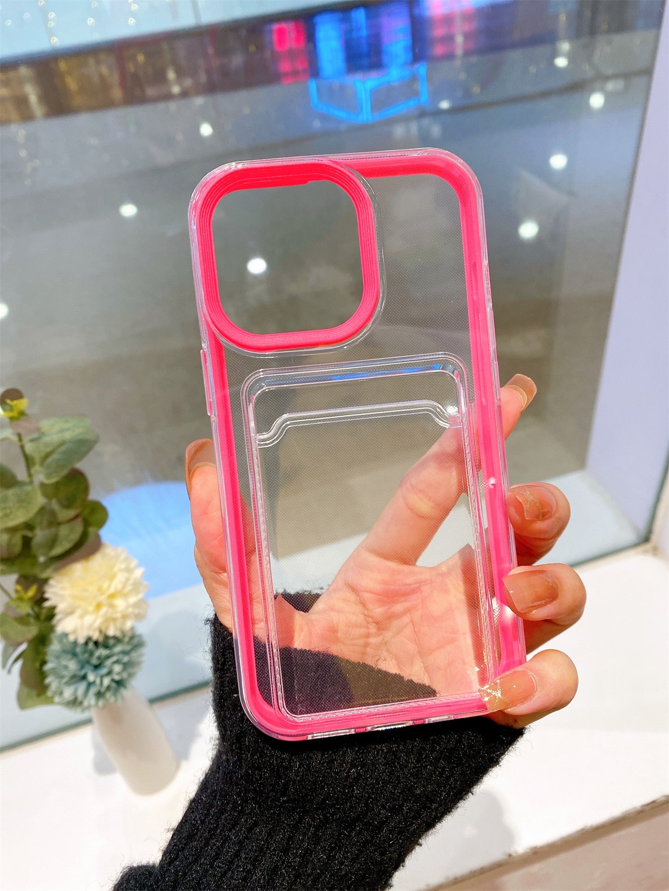 Compatible With IPhone, 2-In-1 Card Slot TPU Phone Case - Soft Shell, Can Hold Cards & Coins, Anti-Fall, Sweat-Proof, Fingerprint-Proof, Wear-Resistant, No Fading