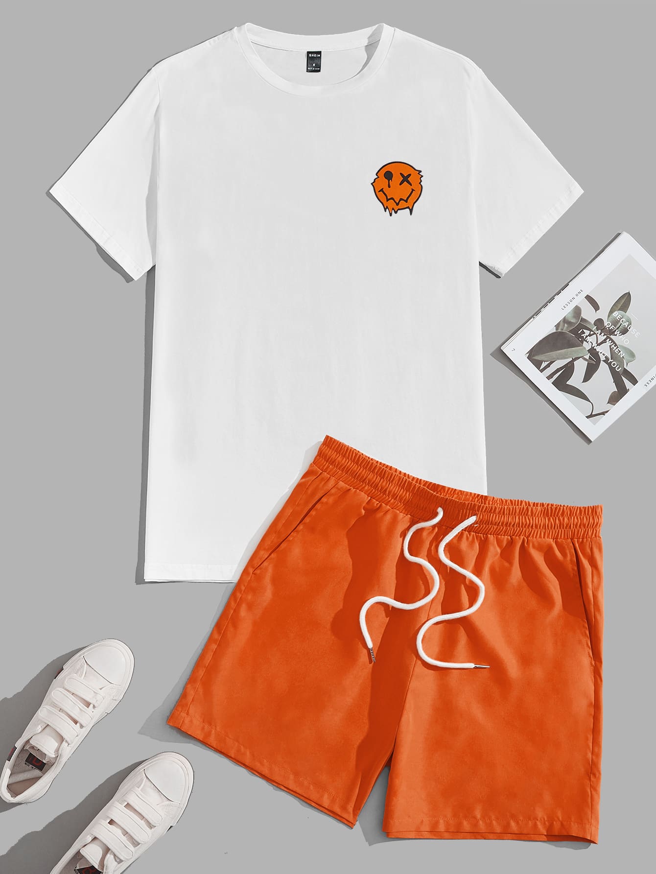 X Breakaway Men Cartoon Graphic Tee & Drawstring Waist Shorts