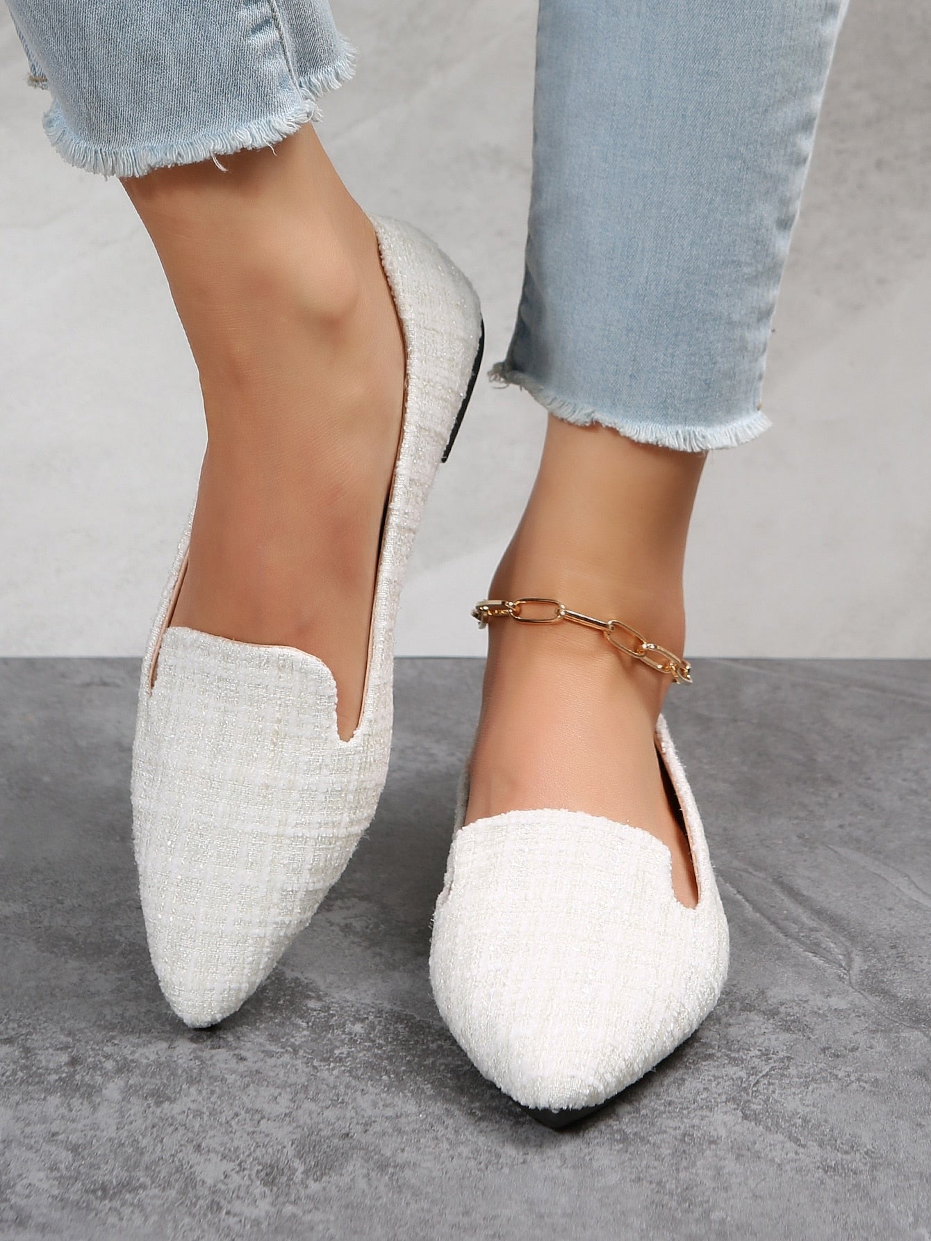Plus Size Women's Shallow Mouth Pointed Toe Flat Shoes, Fall, Soft Bottom Daily Outdoor Work Shoes, Driving Shoes, Solid Color