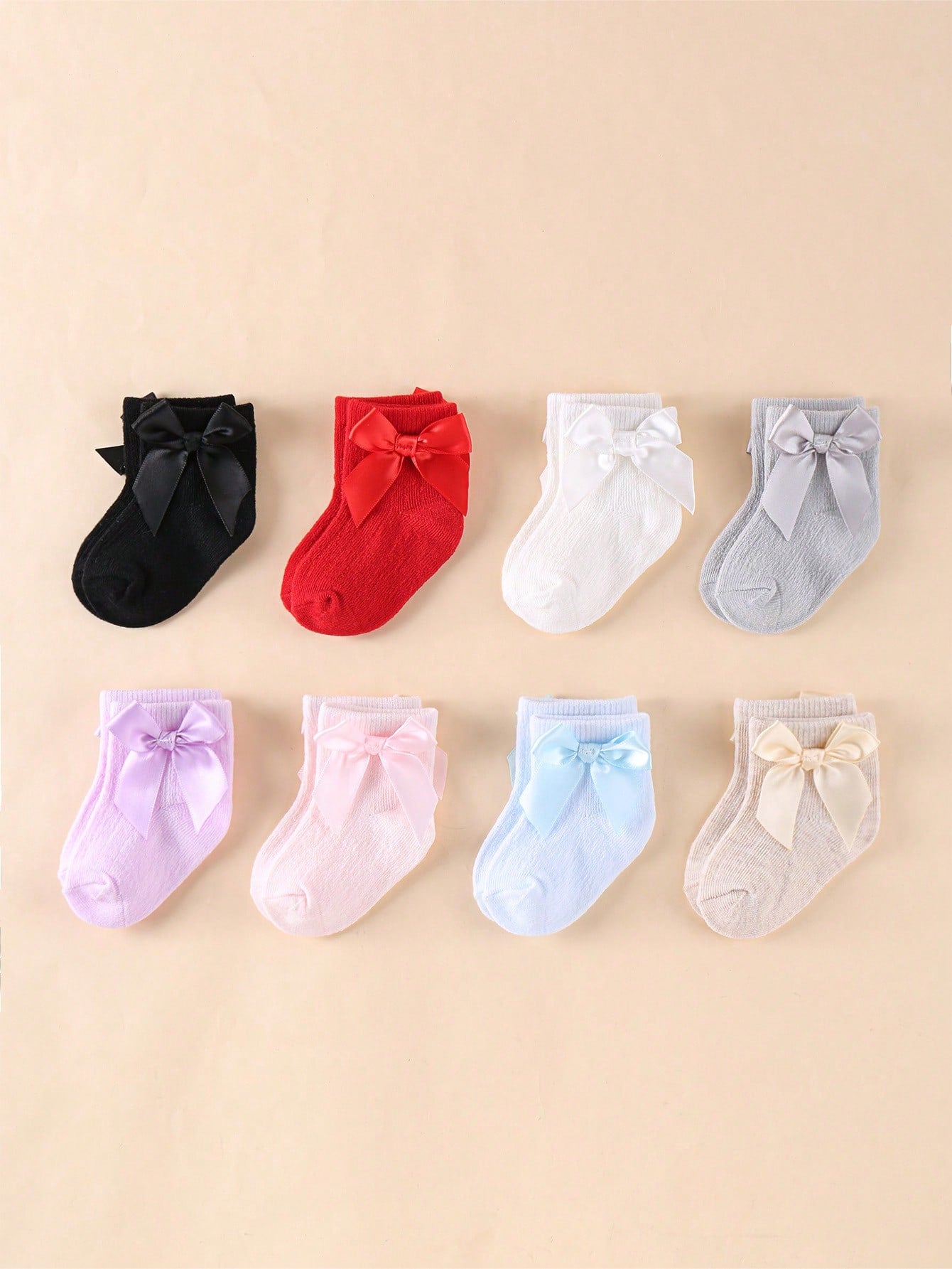 10 Pairs/Set Random Color Cute Bow Decorative Socks For Baby Girls Toddler Cute Socks