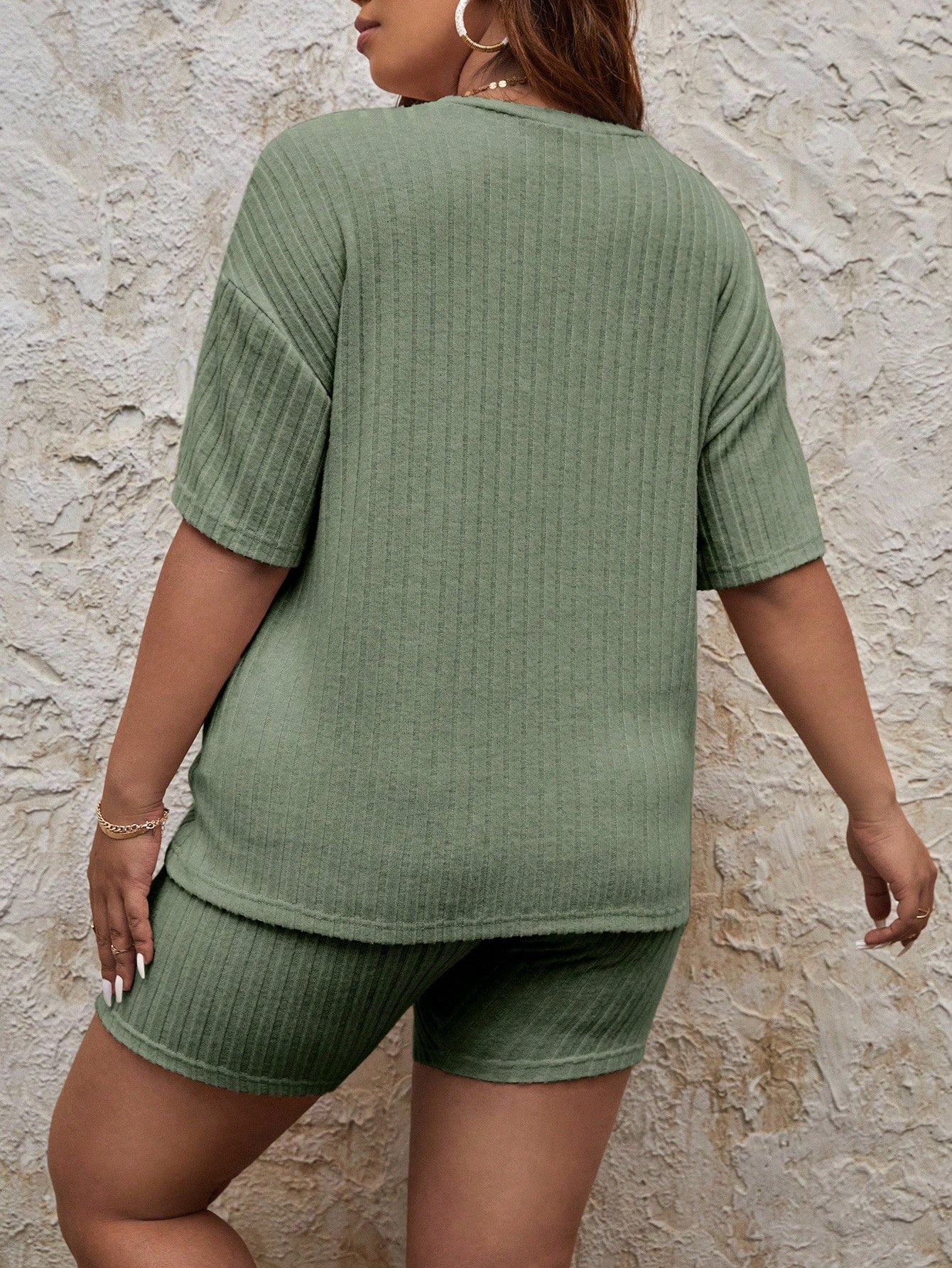 Frenchy Plus Drop Shoulder Tee &amp; Biker Shorts