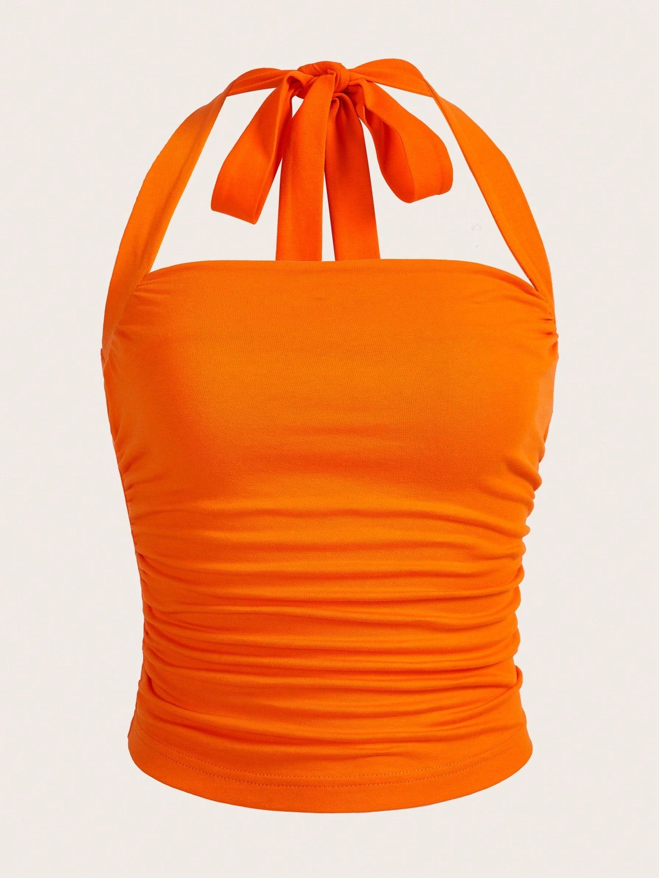 Summer Outfits Solid Ruched Halter Top