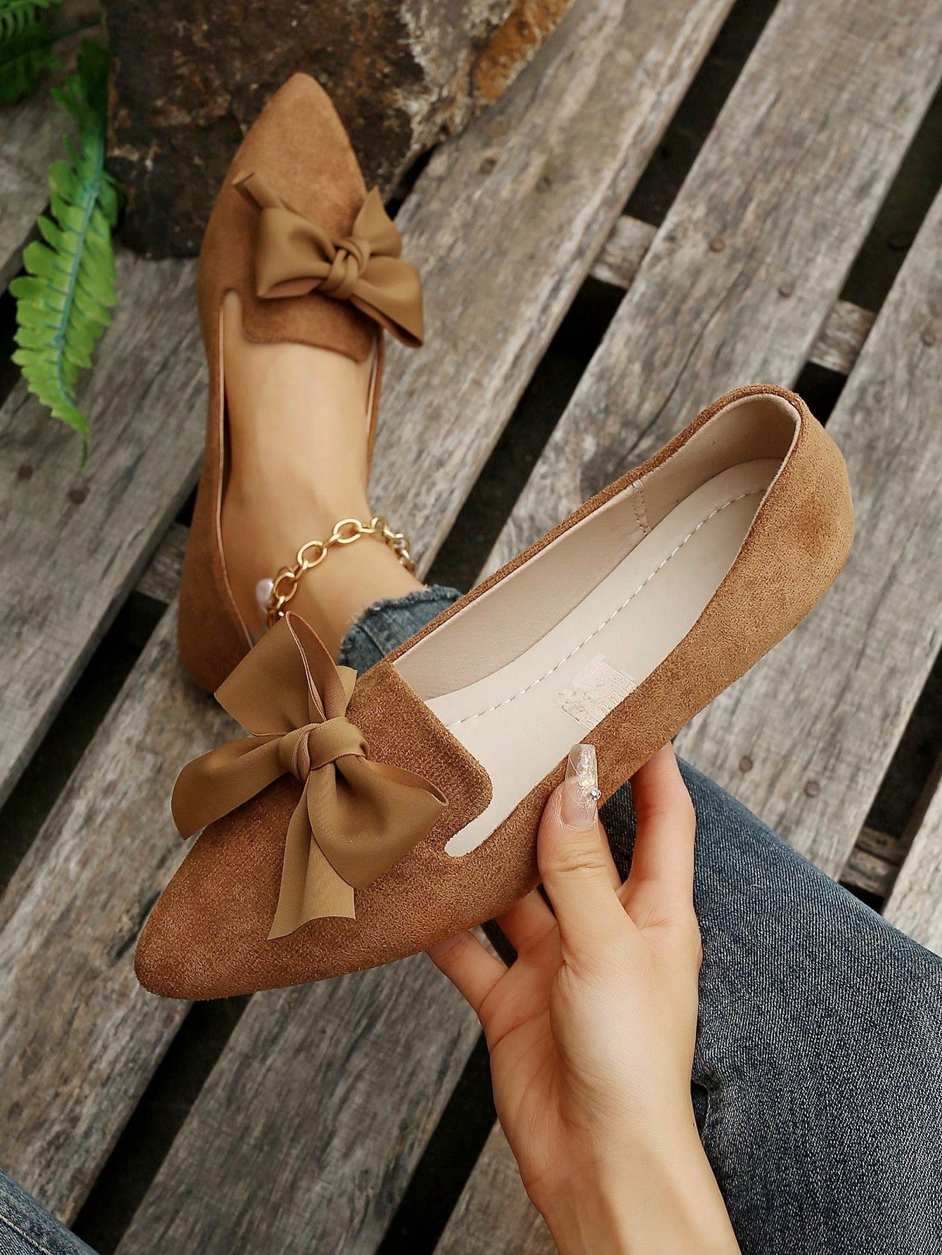 Plus Size Women's Shallow Mouth Pointed Toe Flat Shoes, Fall, Soft Bottom Daily Outdoor Work Shoes, Driving Shoes, Solid Color