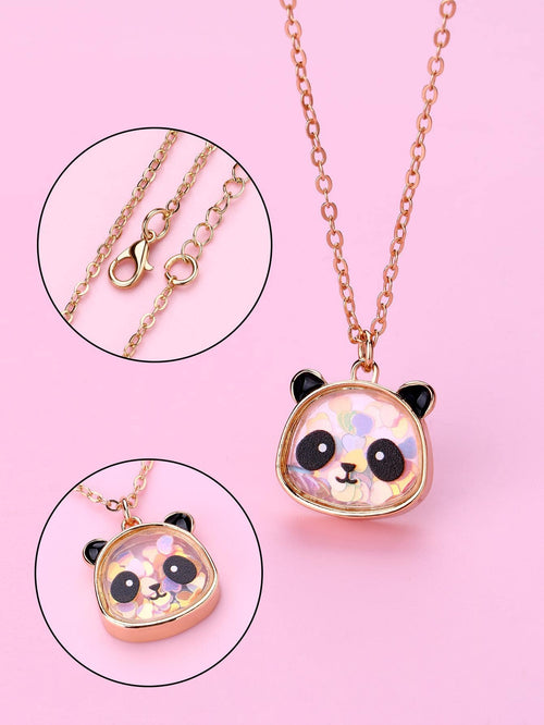 1pc Girls' Butterfly Zinc Alloy Five-pointed Star & Pvc Colorful Glitter Pendant Necklace, Suitable For Daily Wear