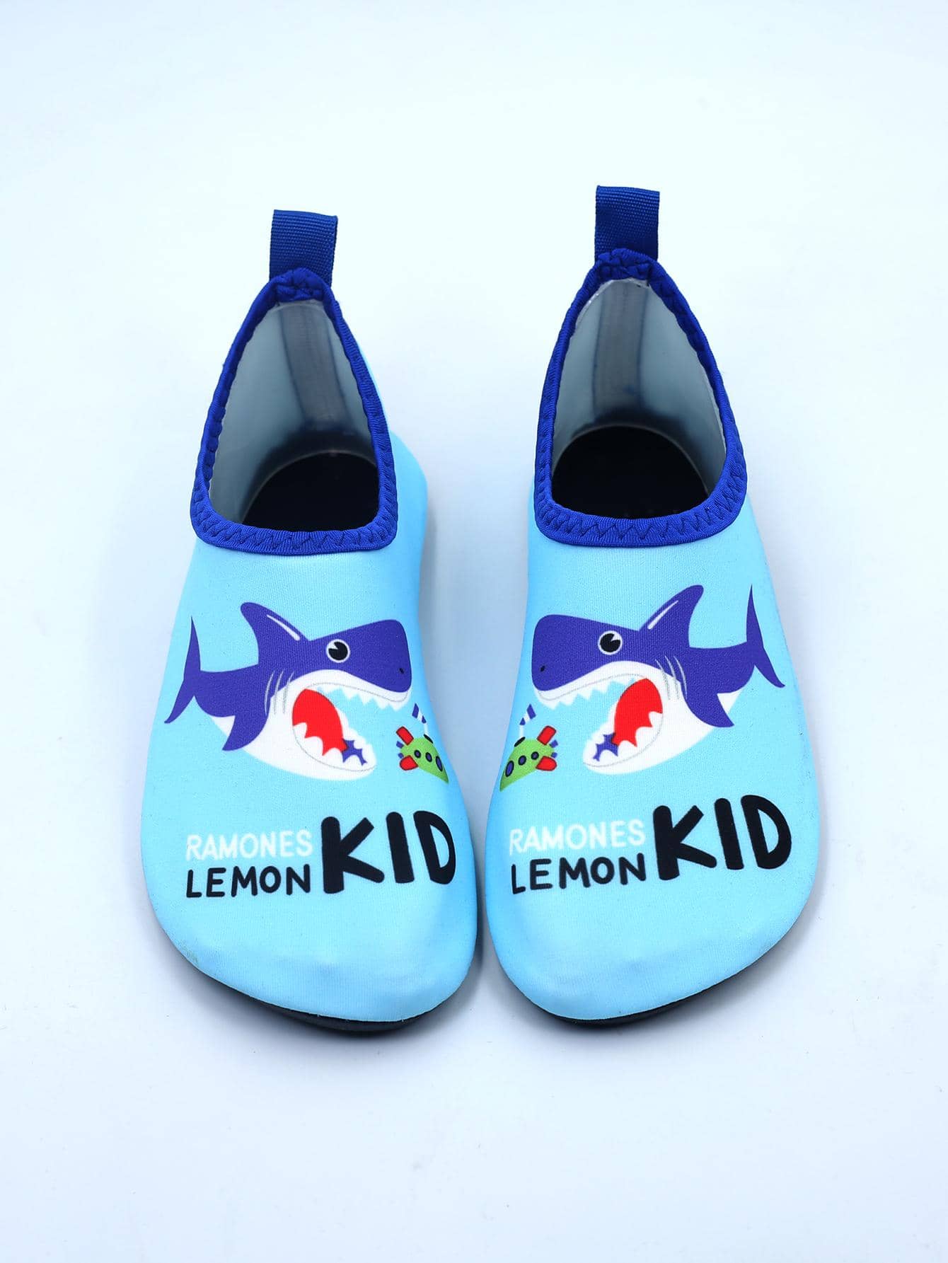 Boys Cartoon Shark Pattern Water Shoes, Girls Sporty Aqua Socks Tie Dye Pattern Contrast Binding Breathable Quick Drying Beach Swimming Snorkeling Water Socks