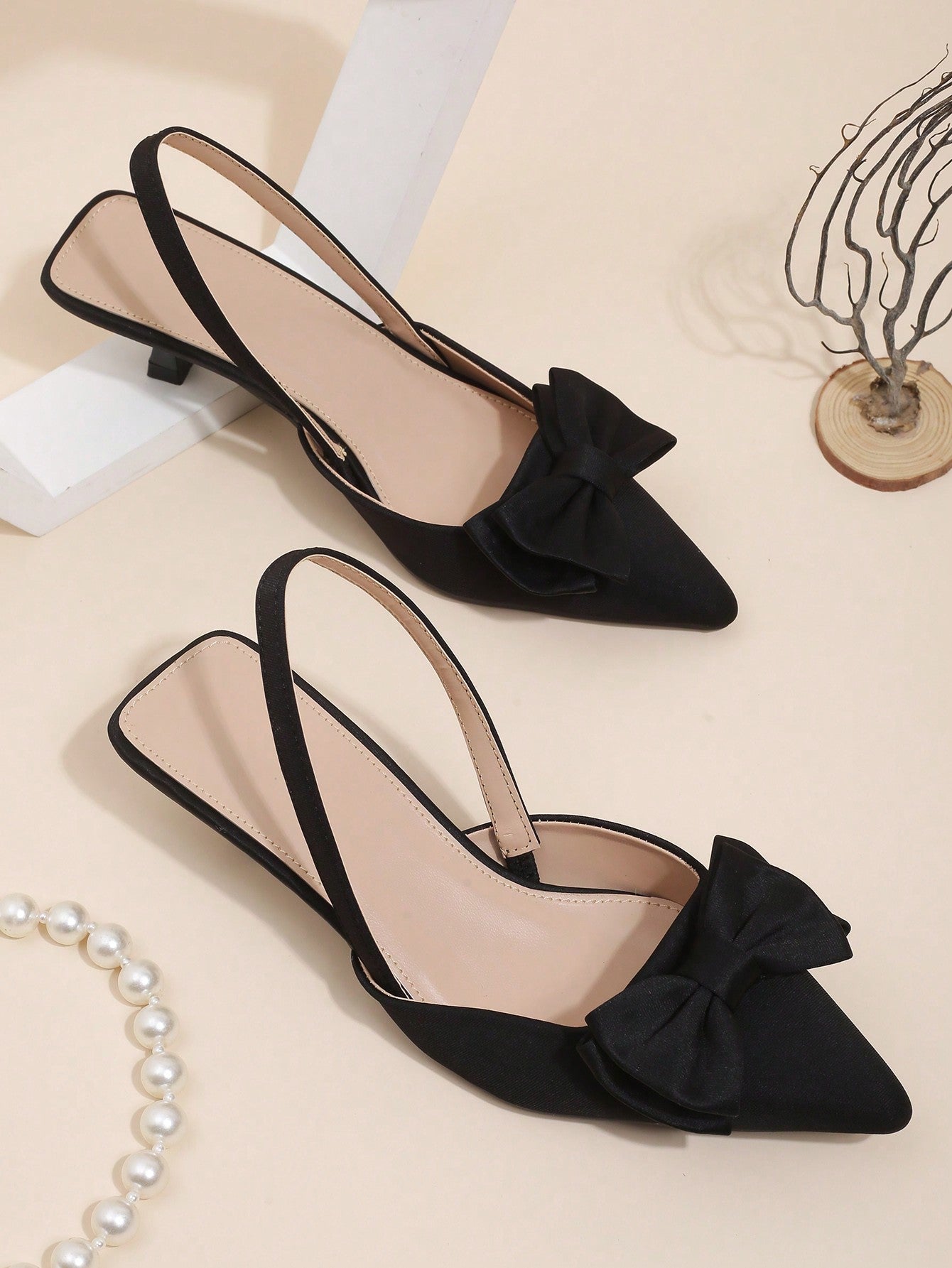 Blue Stylish Pointed Toe Sandals With Bowknot And Comfortable Thin Heels For Women, Everyday And Outdoor Wear