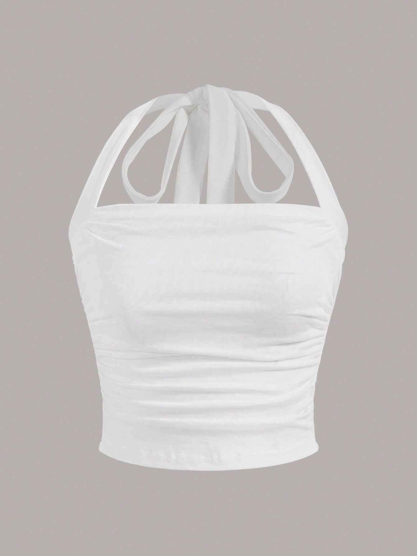 Summer Outfits Solid Ruched Halter Top