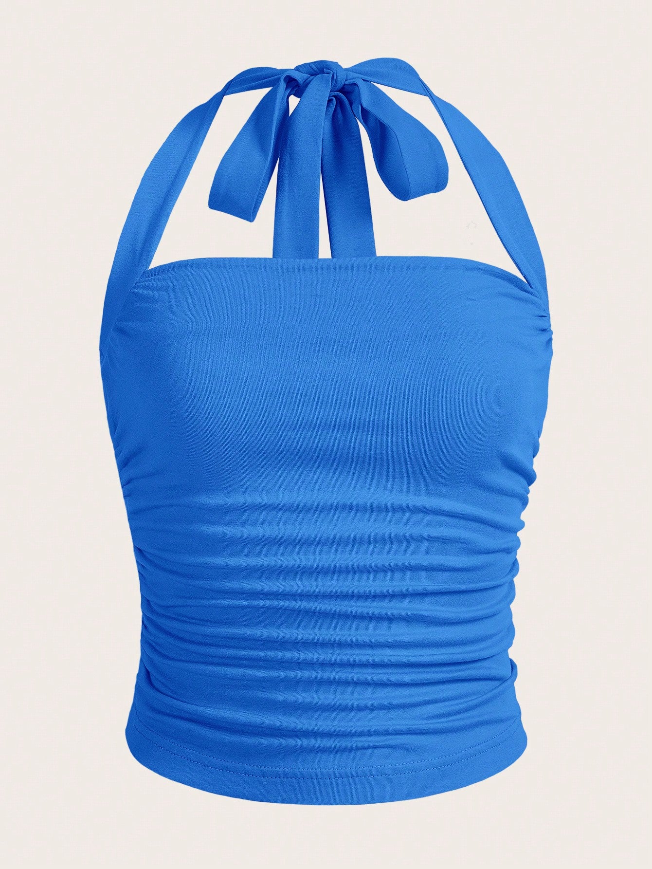 Summer Outfits Solid Ruched Halter Top