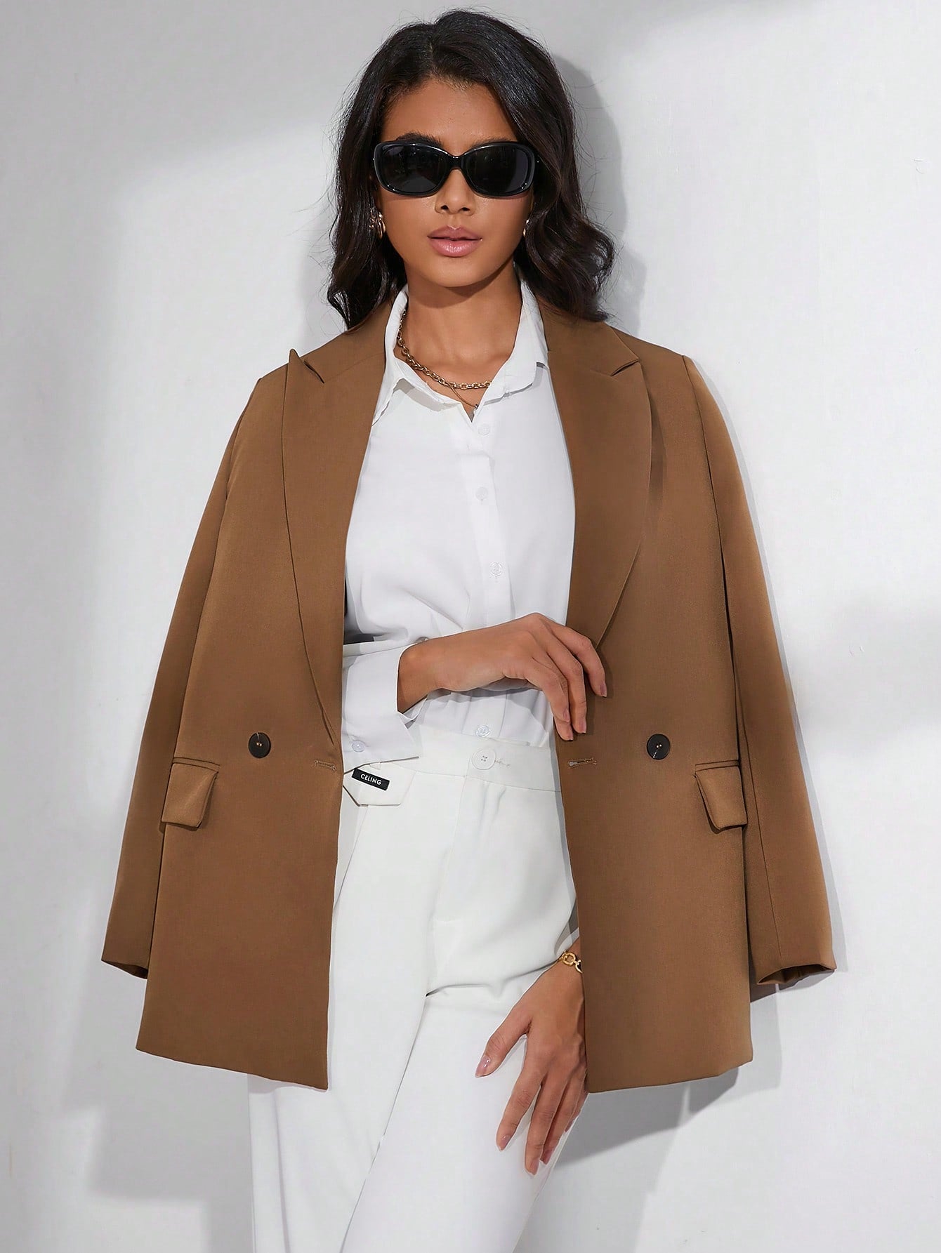 Double Breasted Lapel Neck Blazer