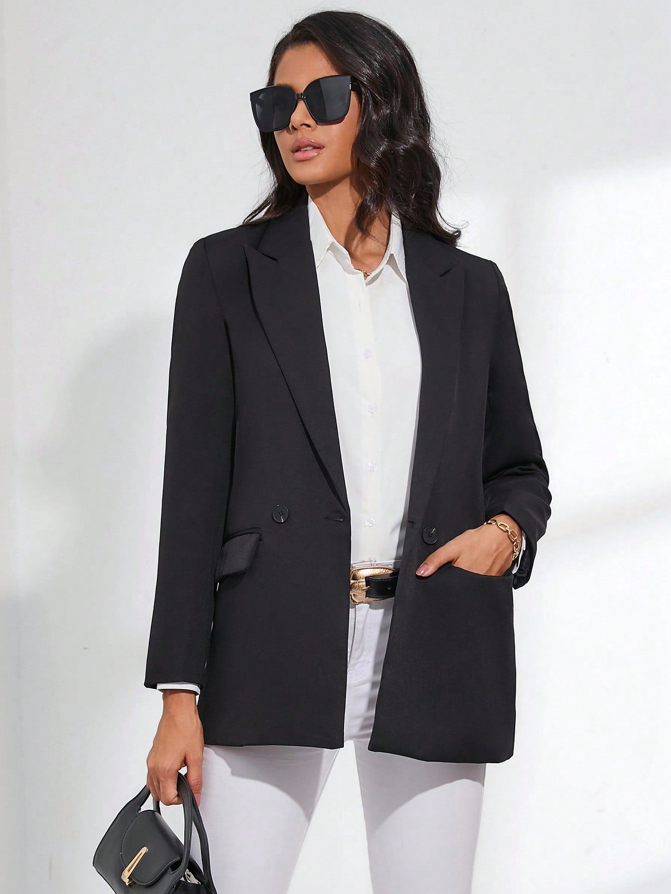 Double Breasted Lapel Neck Blazer