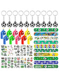 40 Pcs Football Supplies For Kids Party Bag Fillers, Keychains, Whistles, Luminous Temporary Tattoos, Slap Bracelets, Soccer Party Favours Birthday Gift School Classroom Rewards For Boys Girls