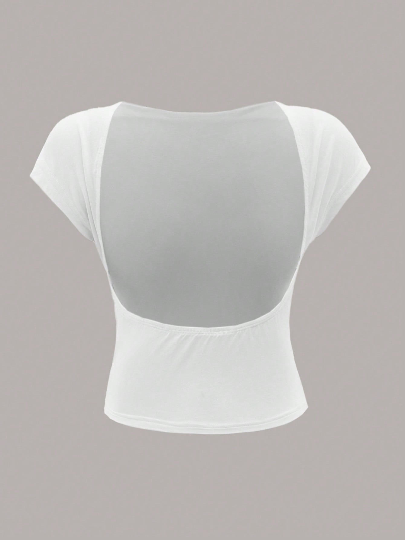 Backless Batwing Sleeve Solid Tee
