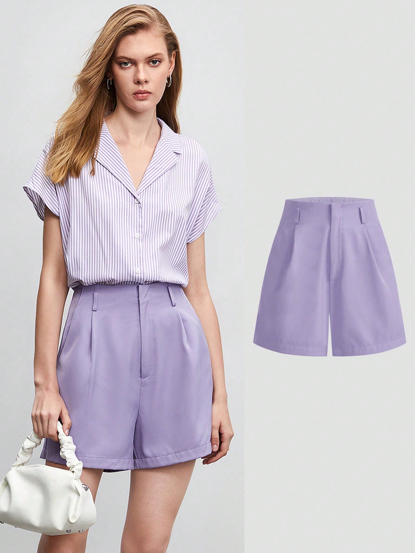 BIZwear Fold Pleated Solid Shorts Workwear