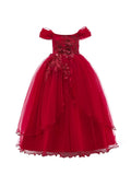 Tween Girls' Mesh Satin Long Solid Color Dress Elegant Dress Suitable For Party Hosts To Attend Dinner Without Hair Accessories