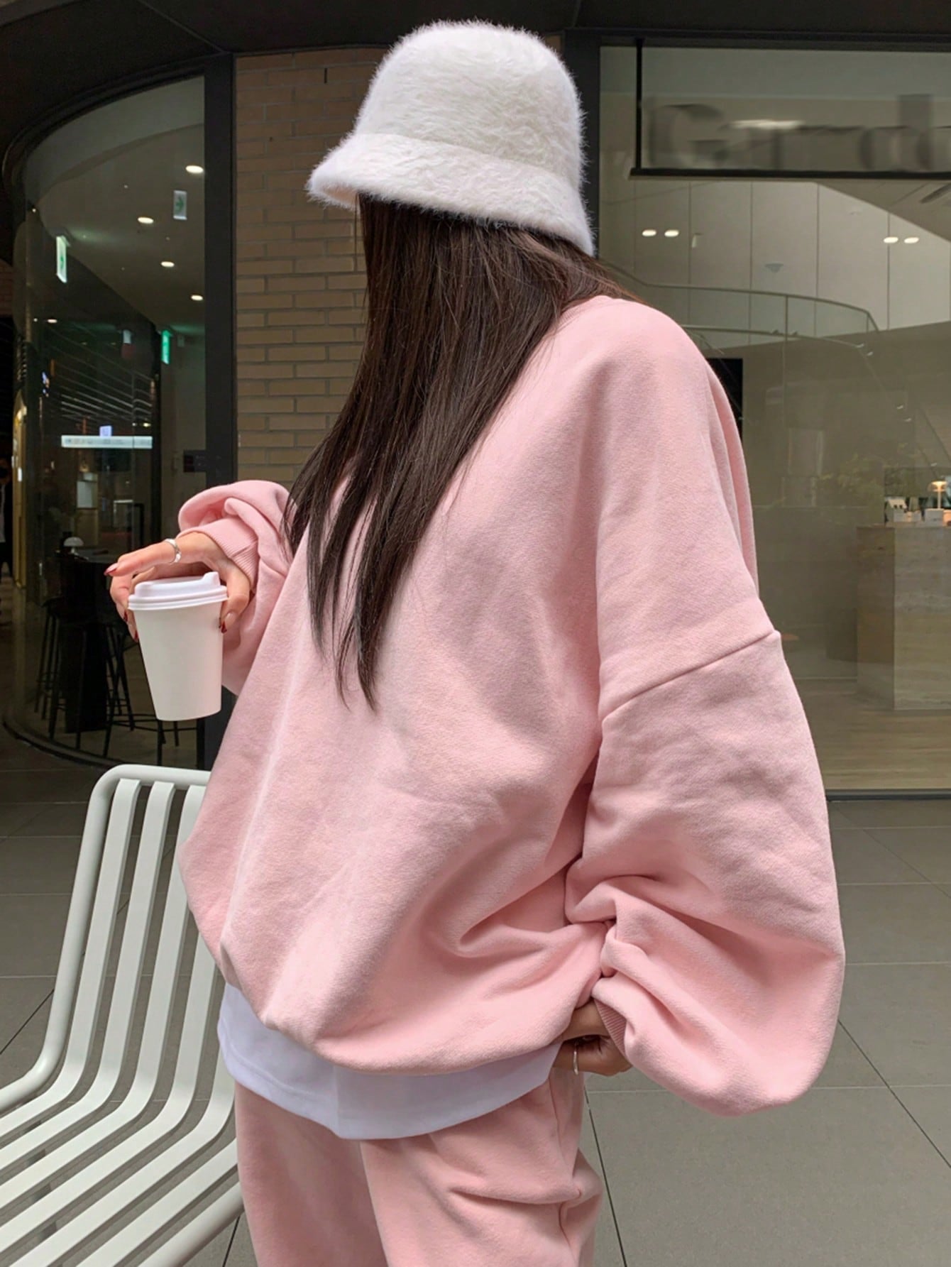 Solid Drop Shoulder Oversized Pullover