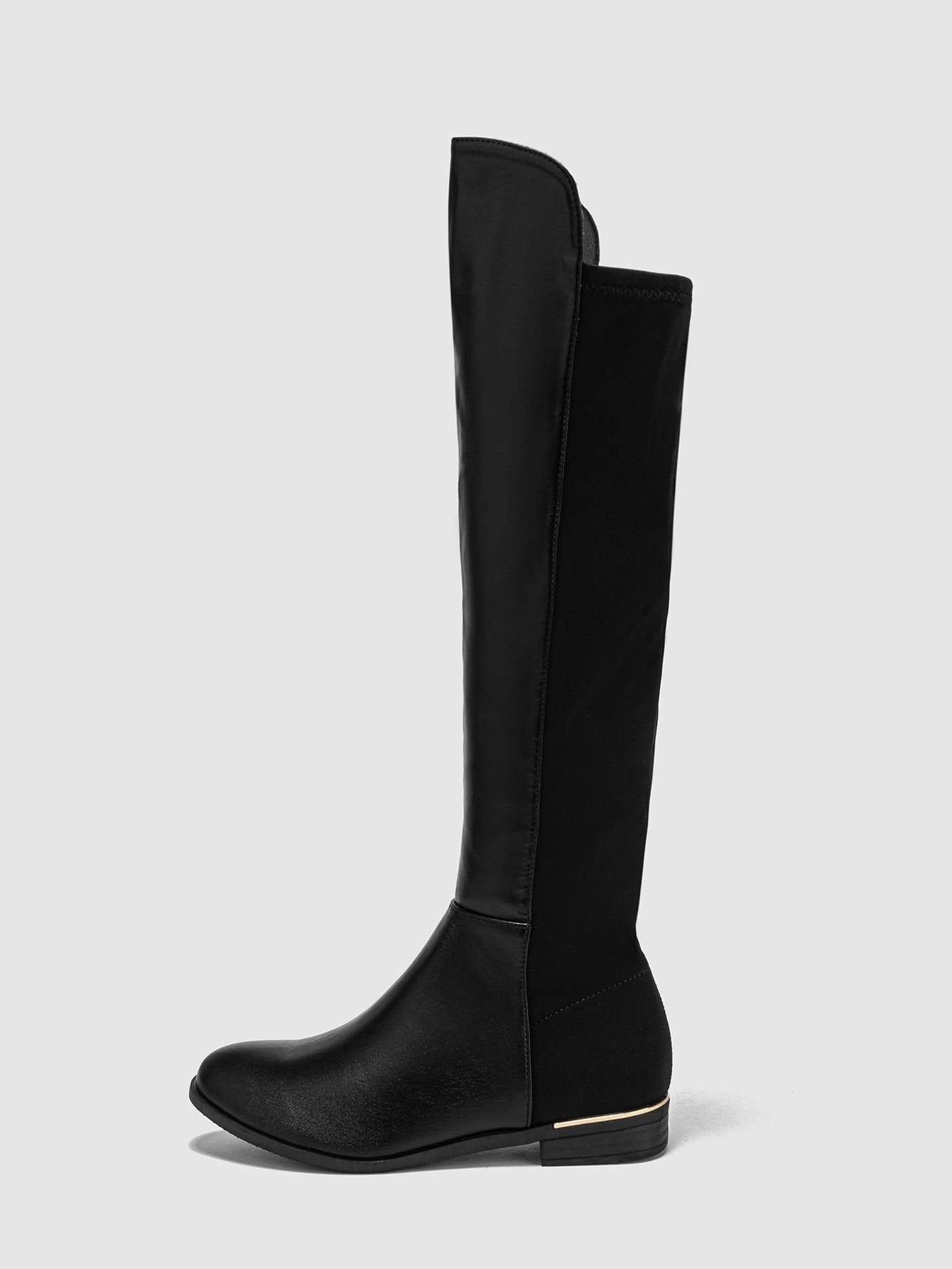 Classic Low-Heel Over-The-Knee Western Boots, Slim Riding Boots,  Boots, Lycra Elastic, Autumn And Winter