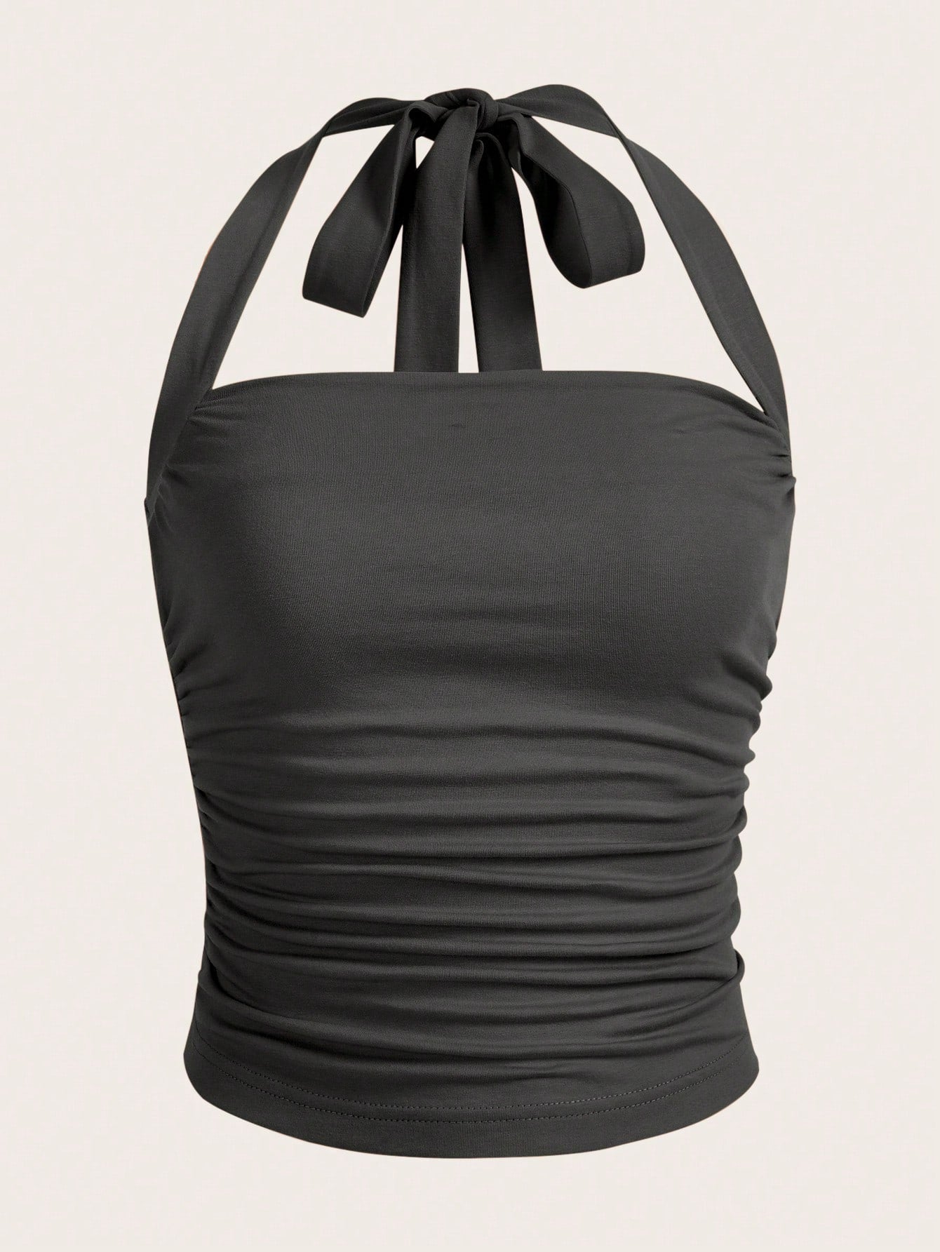 Summer Outfits Solid Ruched Halter Top