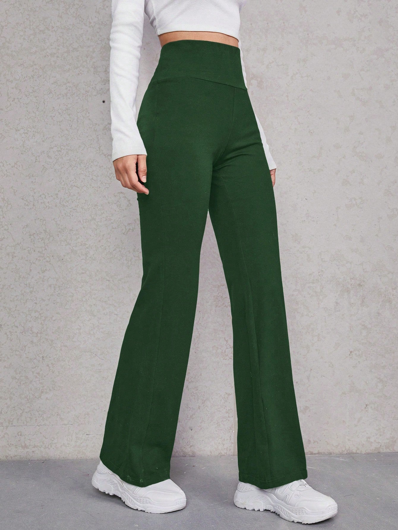 Wide Waistband Flare Leg Pants