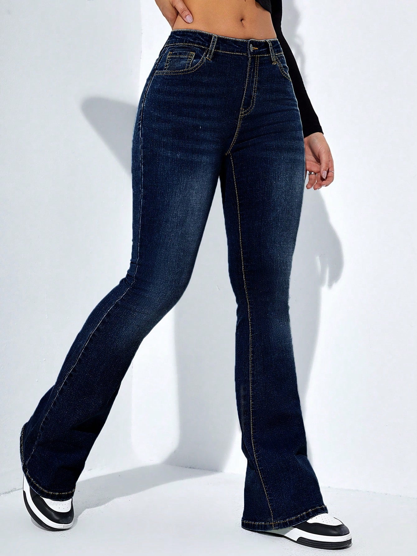 Frenchy Slant Pocket Flare Leg Jeans
