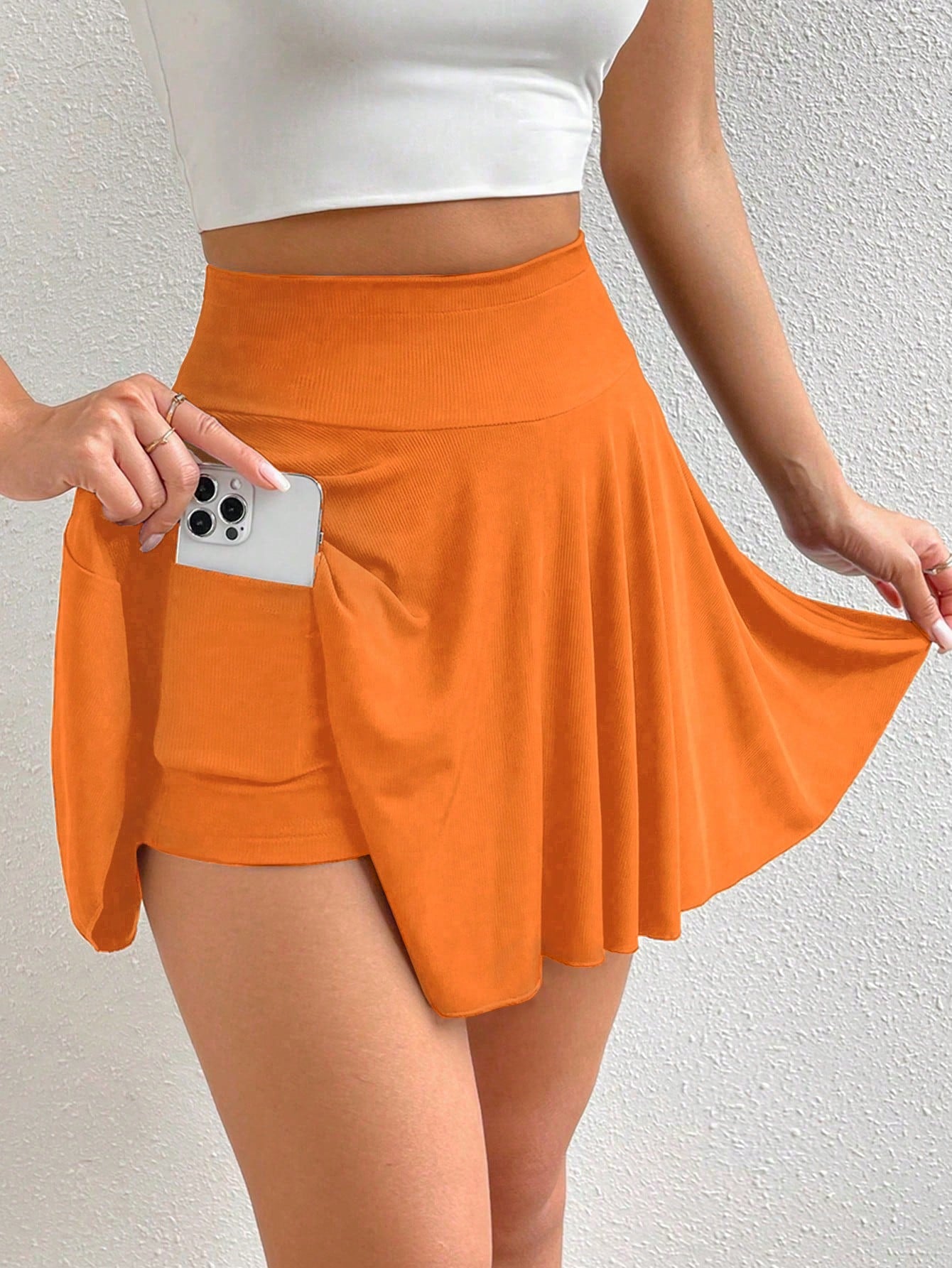 High Waist Phone Pocket Skort