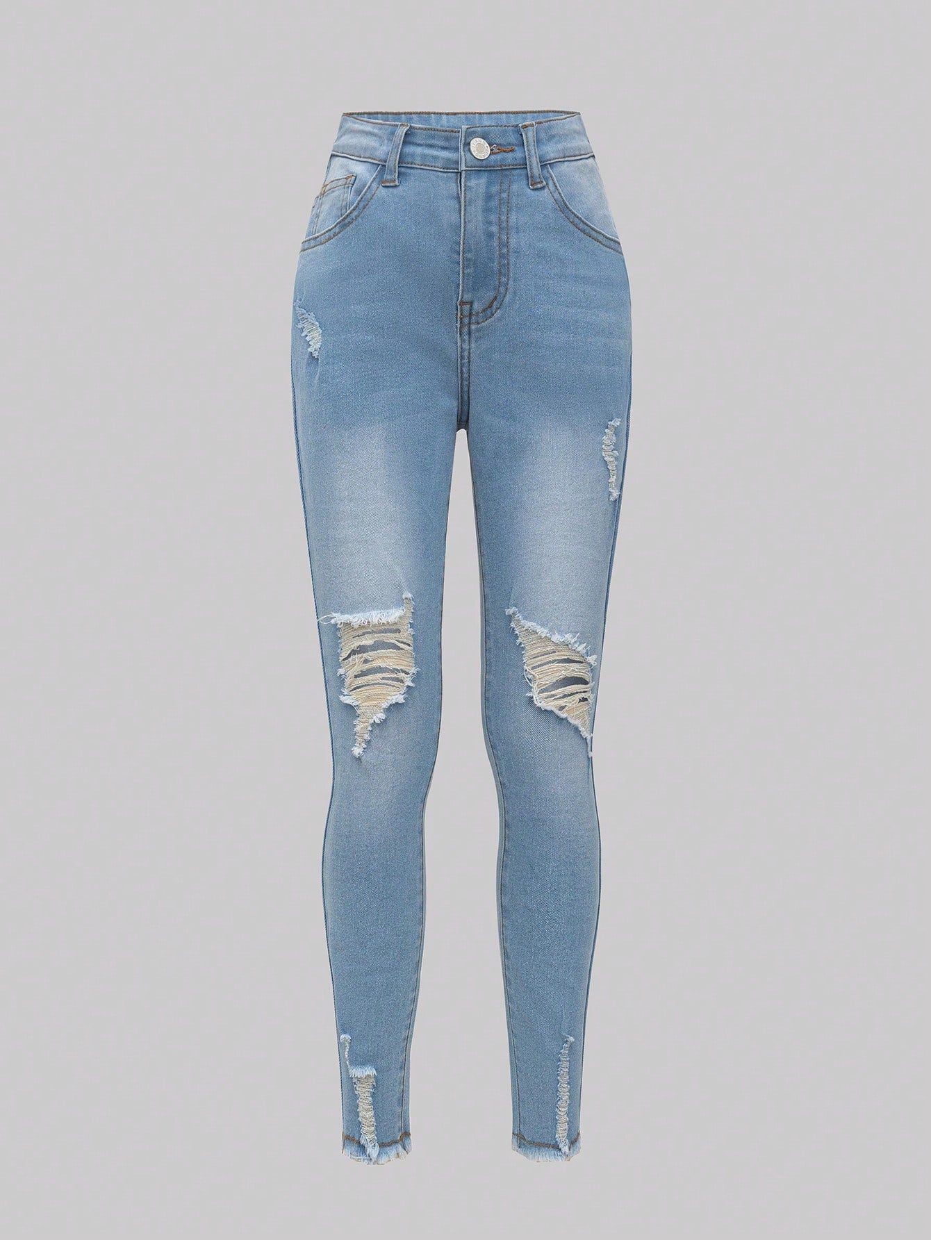 Tween Girl Ripped Raw Hem Jeans