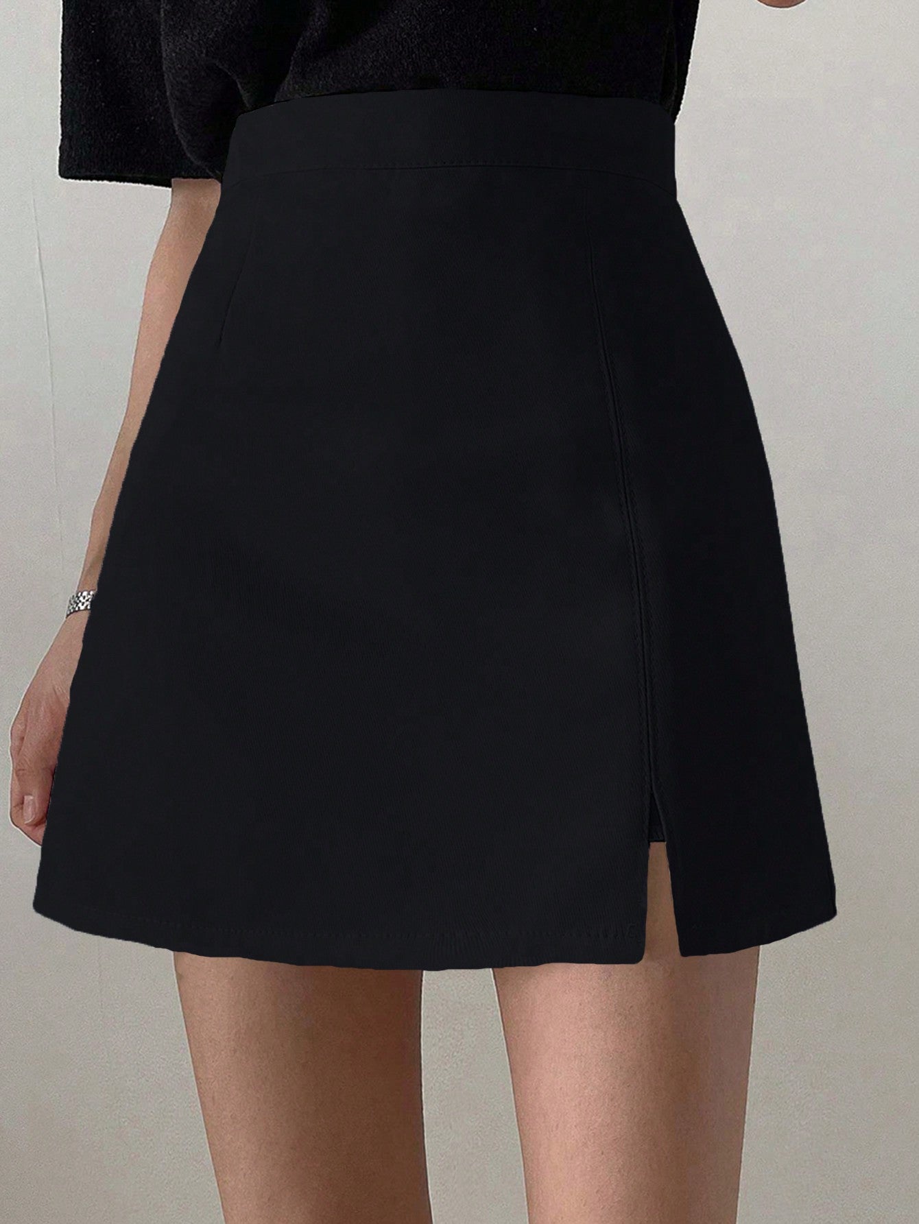 High Waist Split Hem Skirt