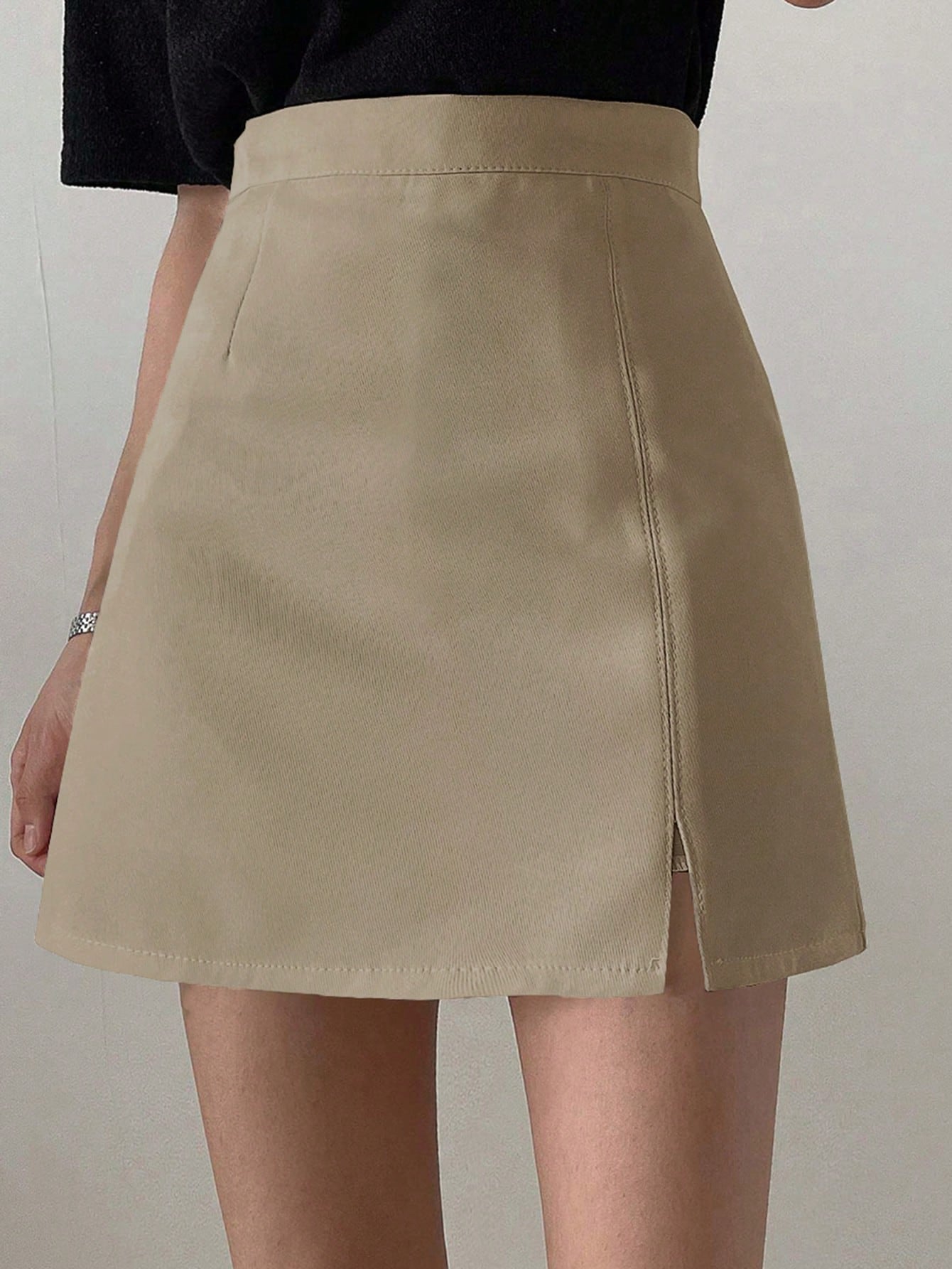 High Waist Split Hem Skirt