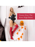 Fashionable Sexy Pointed Toe Chunky Heels Thigh High Boots For Women Cosplay Dance Party Patent Leather PU Mid Heels GOGO Knee High Boots