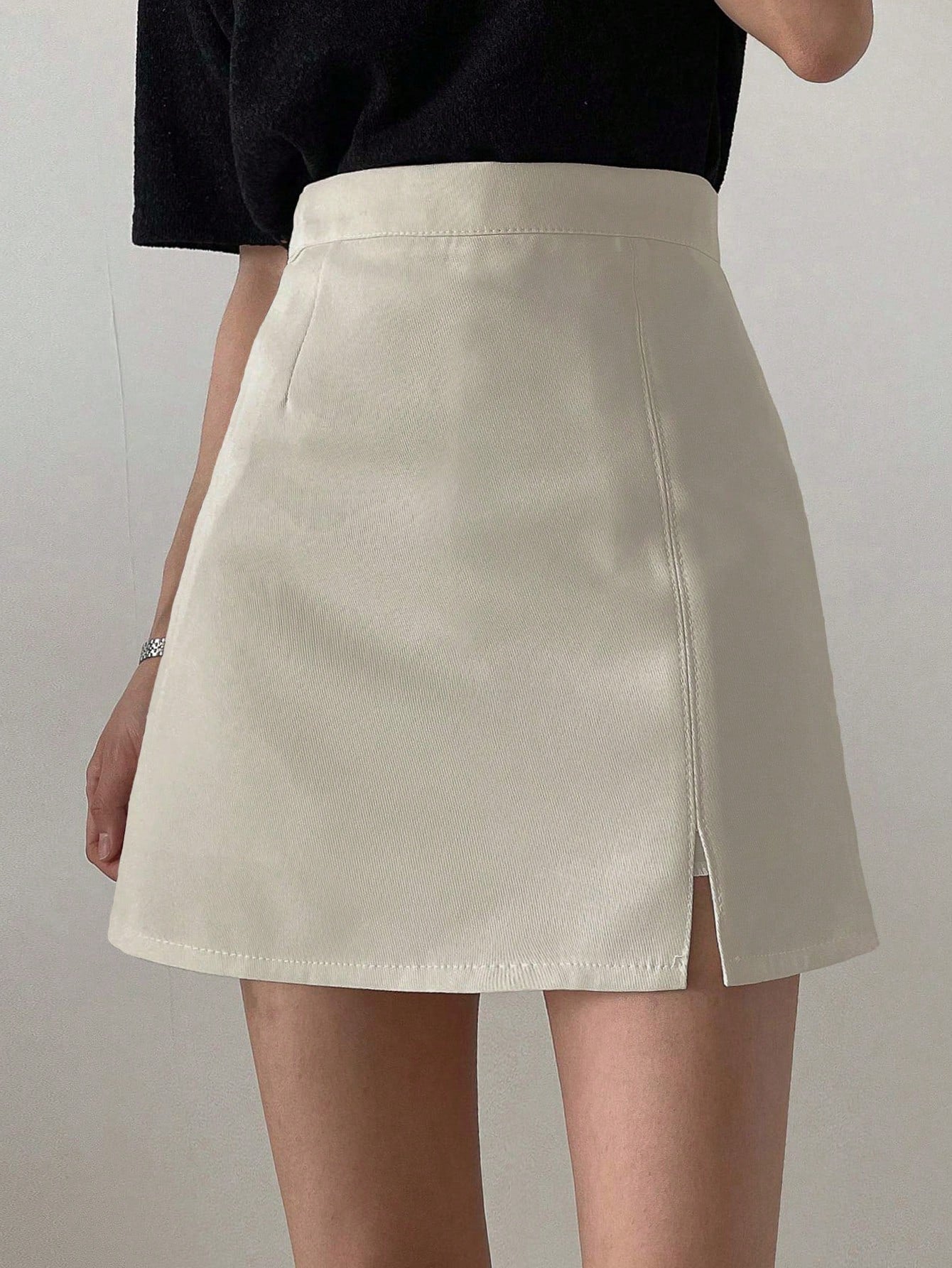 High Waist Split Hem Skirt