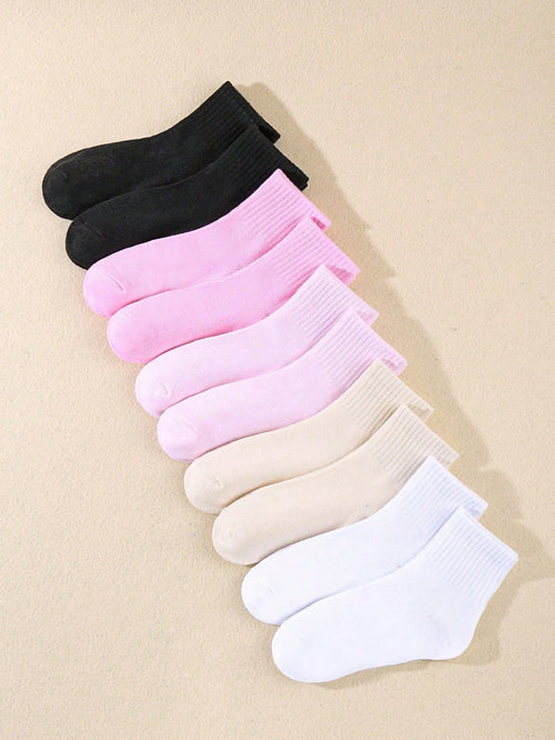 10pairs Children's Elastic Sports & Casual Everyday Socks For Autumn/winter