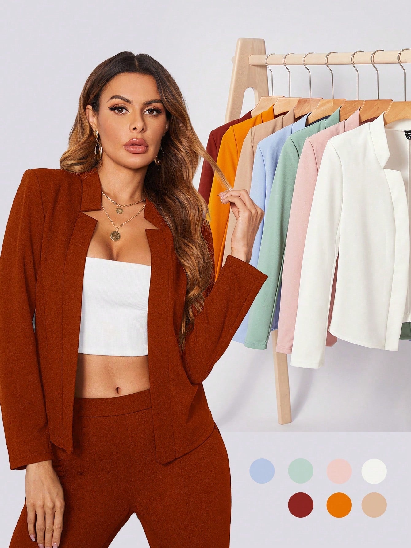 BIZwear Solid Notch Neck Blazer Workwear