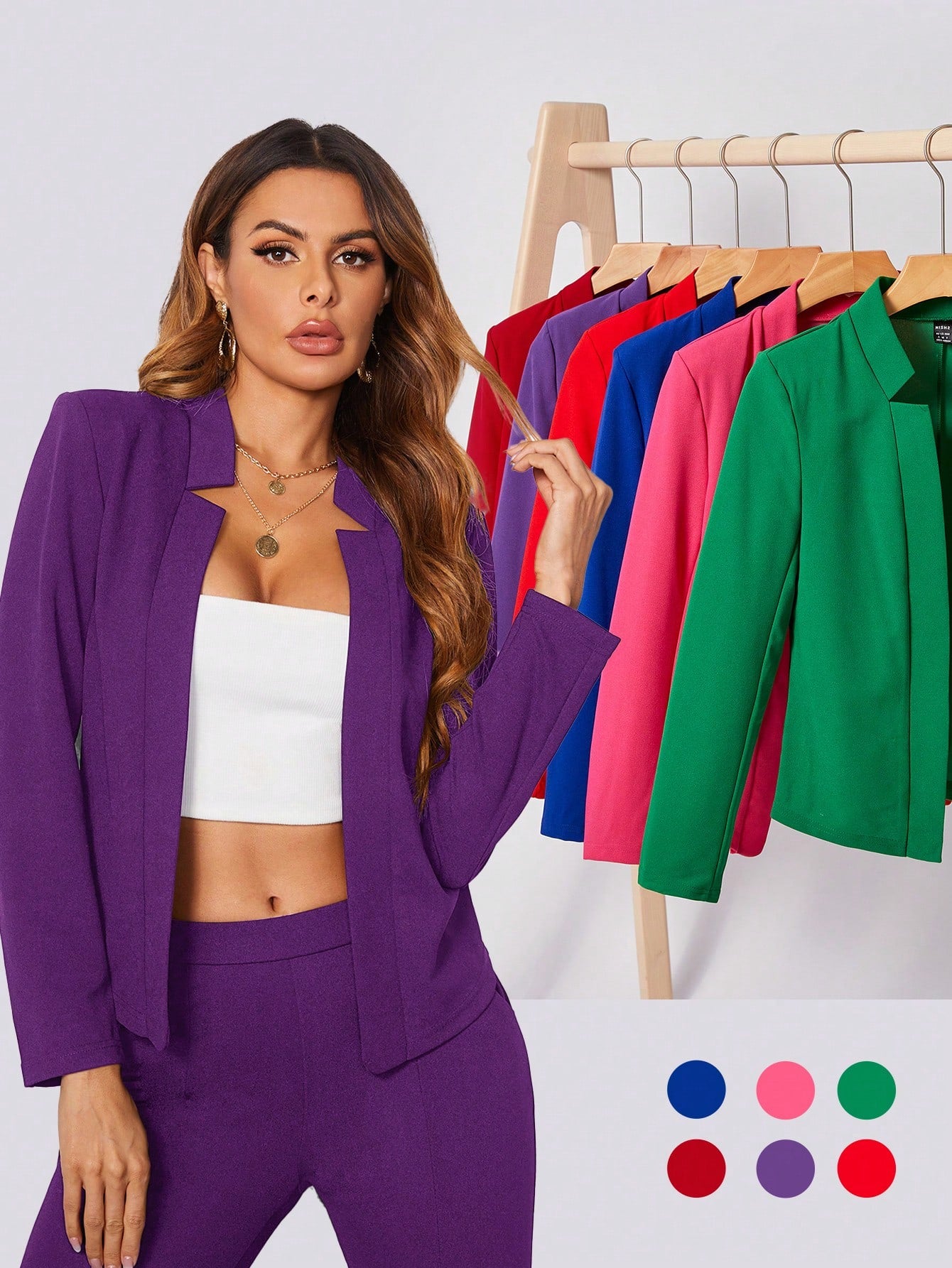 BIZwear Solid Notch Neck Blazer Workwear